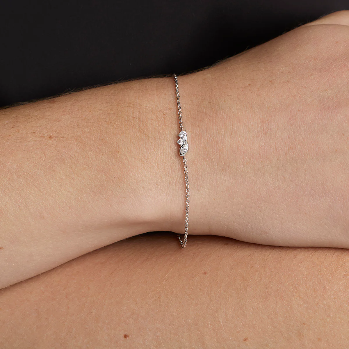 Crystal Cluster Pendant Bracelet in Silver - Image 2