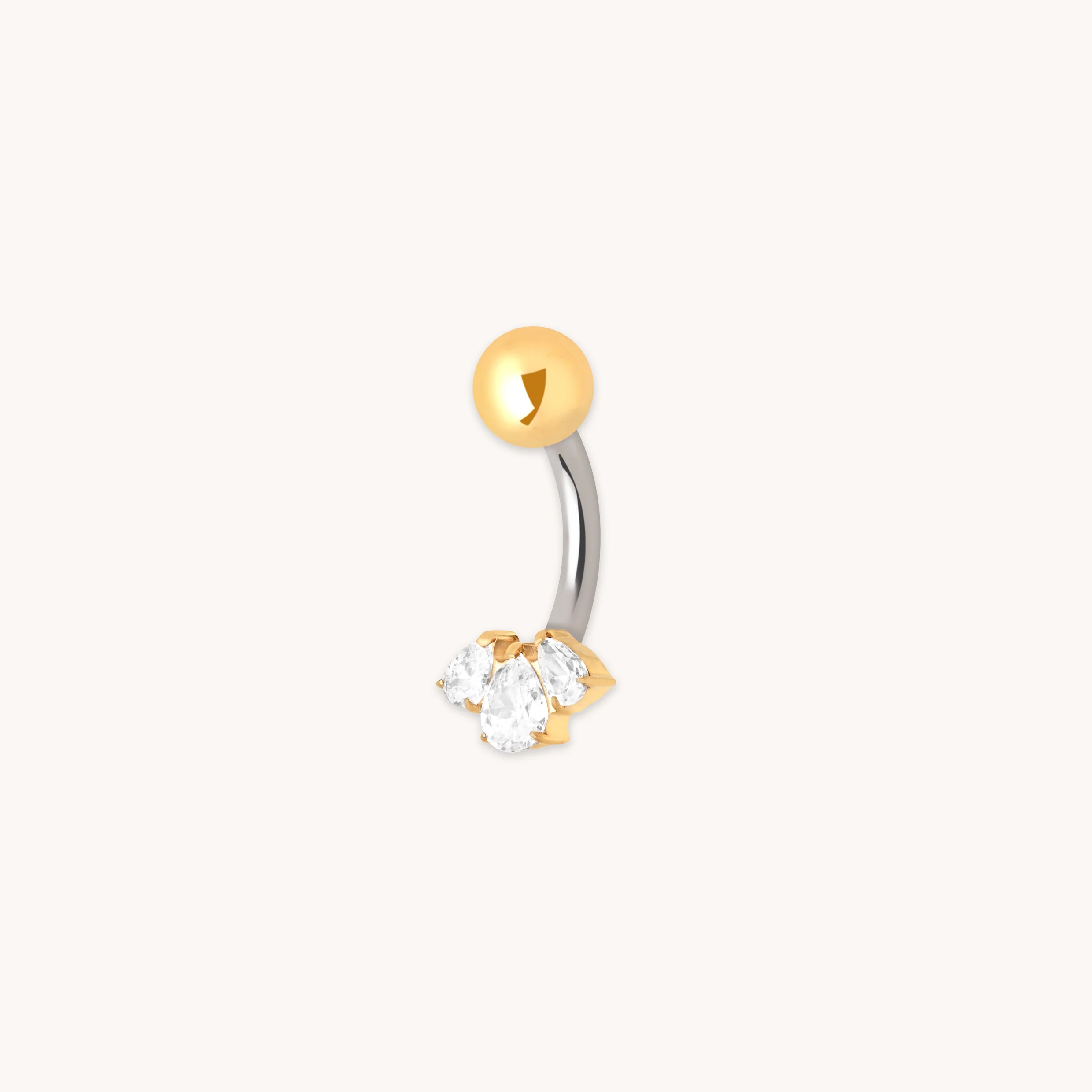 Crystal Cluster Titanium Belly Bar in Gold