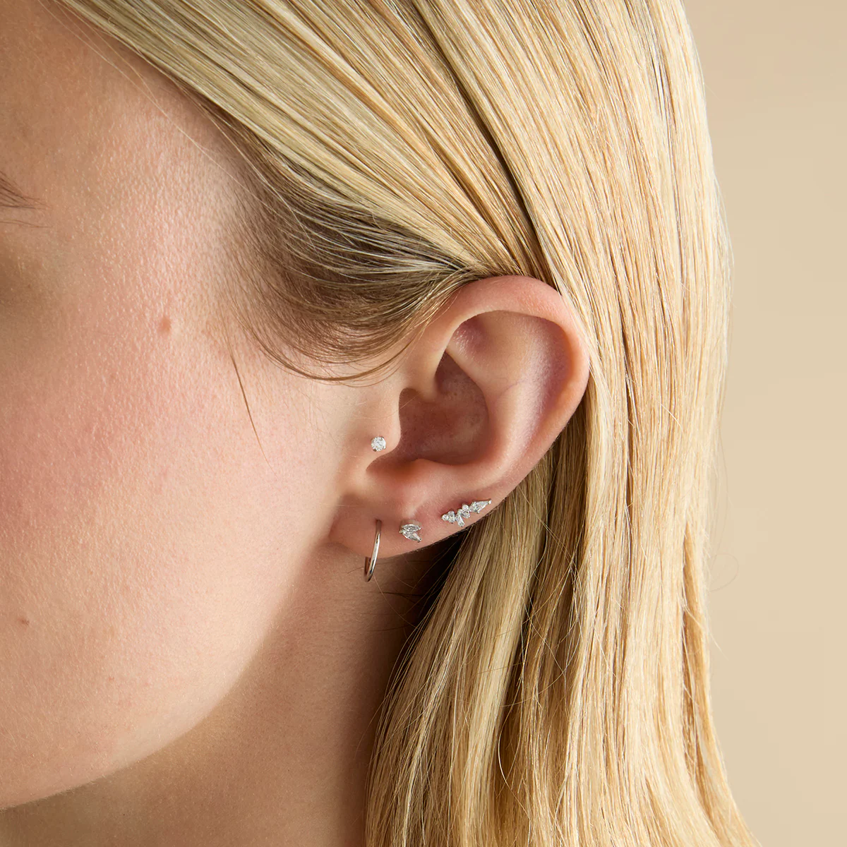 Crystal Double Marquise Titanium Piercing Stud in Platinum - Image 3