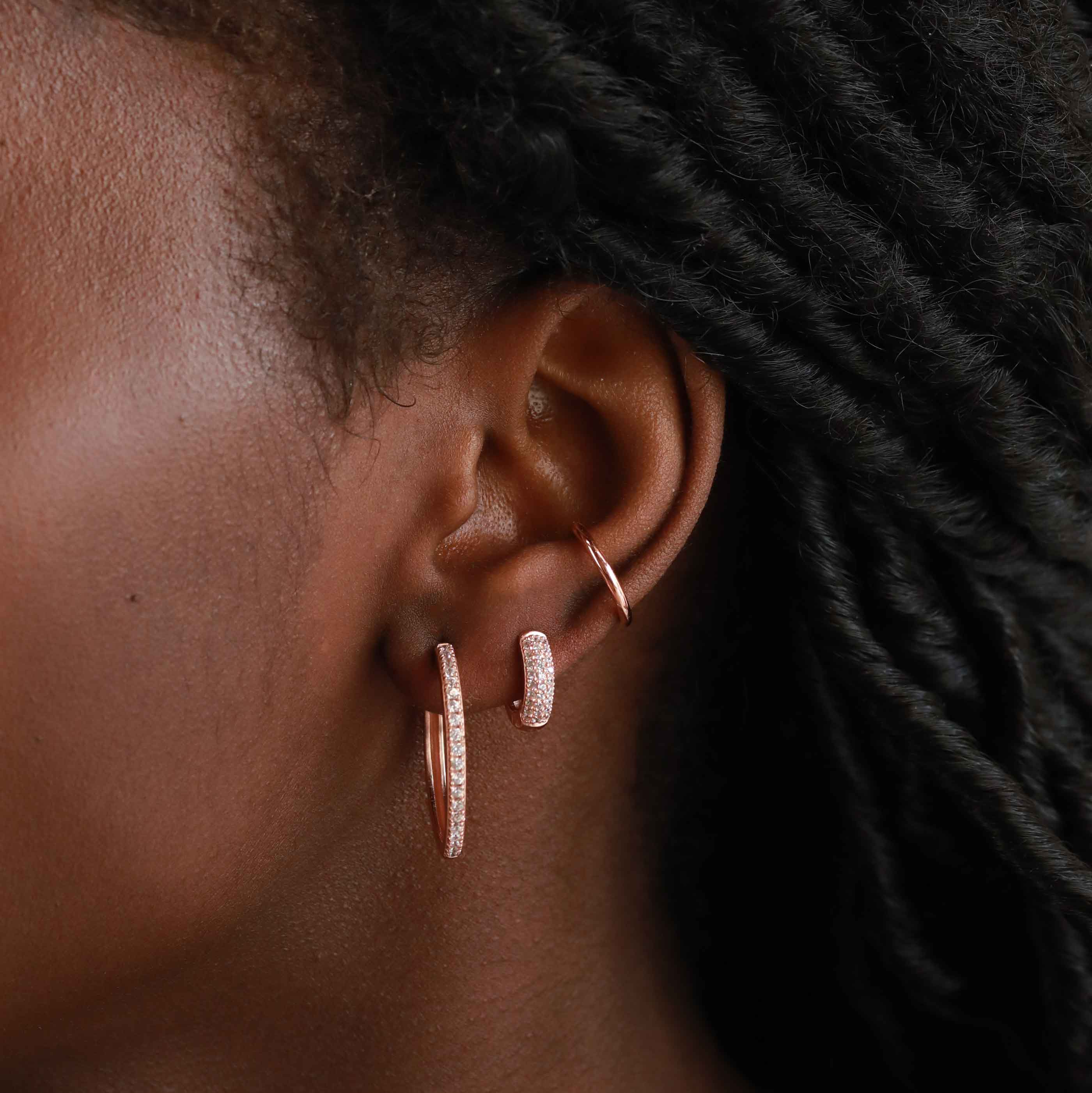 Essential Crystal Large Hoops in Rose Gold - Image 3