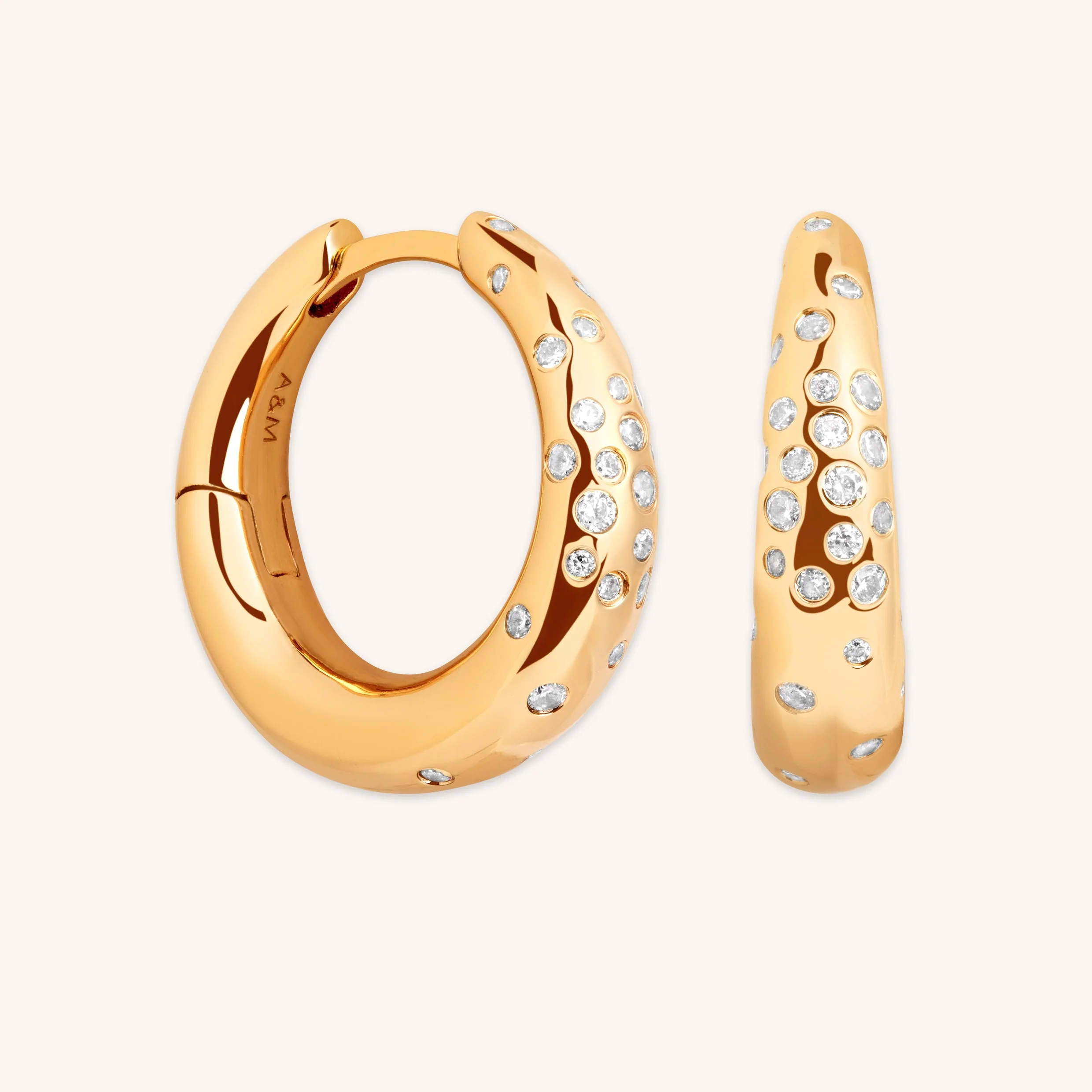 Crystal Scatter Dome Hoop in Gold