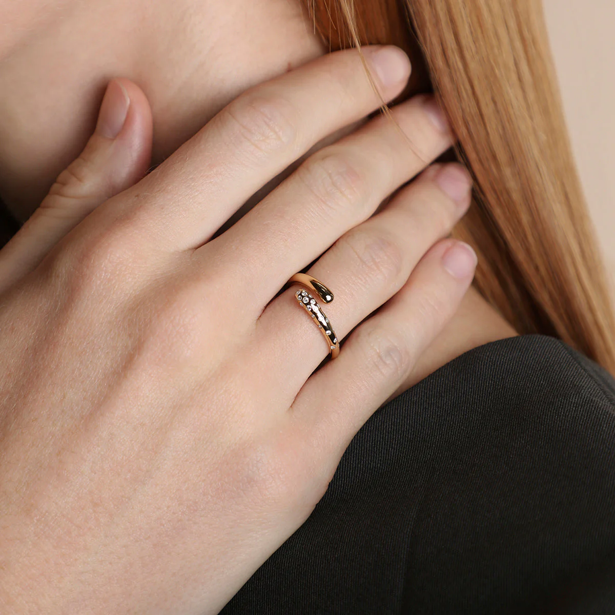 Crystal Scatter Dome Ring in Gold - Image 3