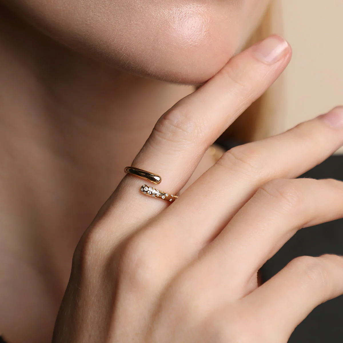 Crystal Scatter Dome Ring in Gold - Image 4
