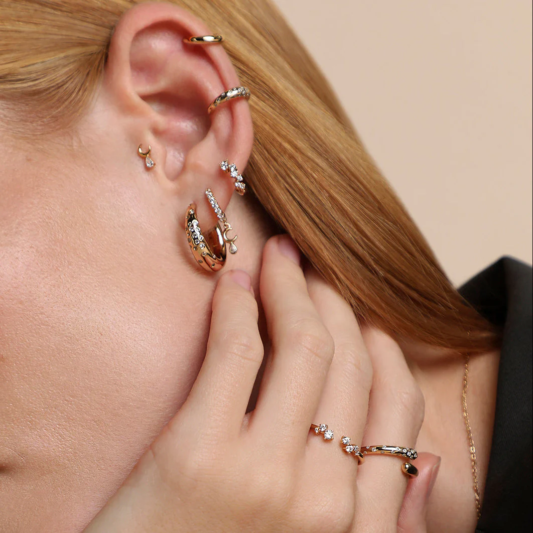 Crystal Scatter Ear Cuff in Gold - Image 4