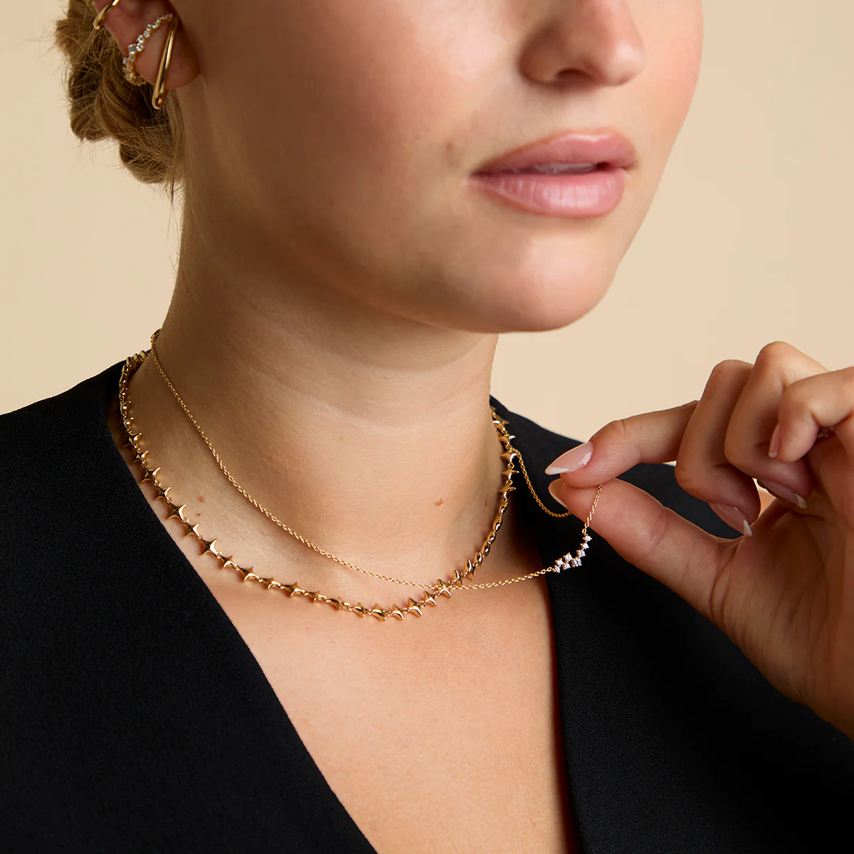 Crystal Scatter Necklace in Gold - Image 3