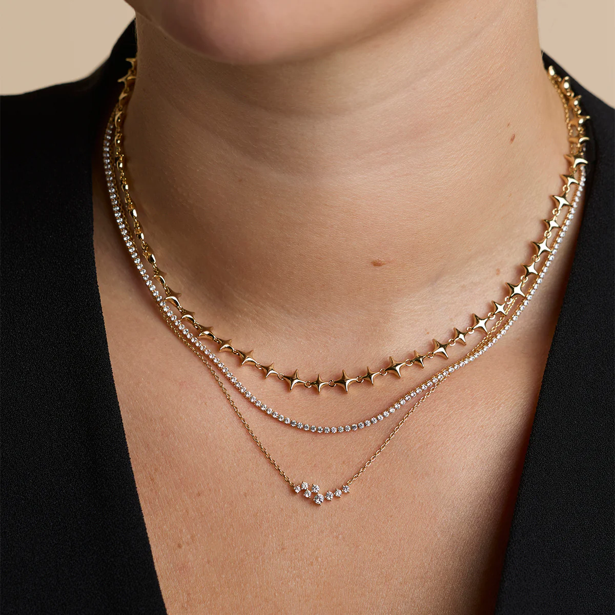 Crystal Scatter Necklace in Gold - Image 4