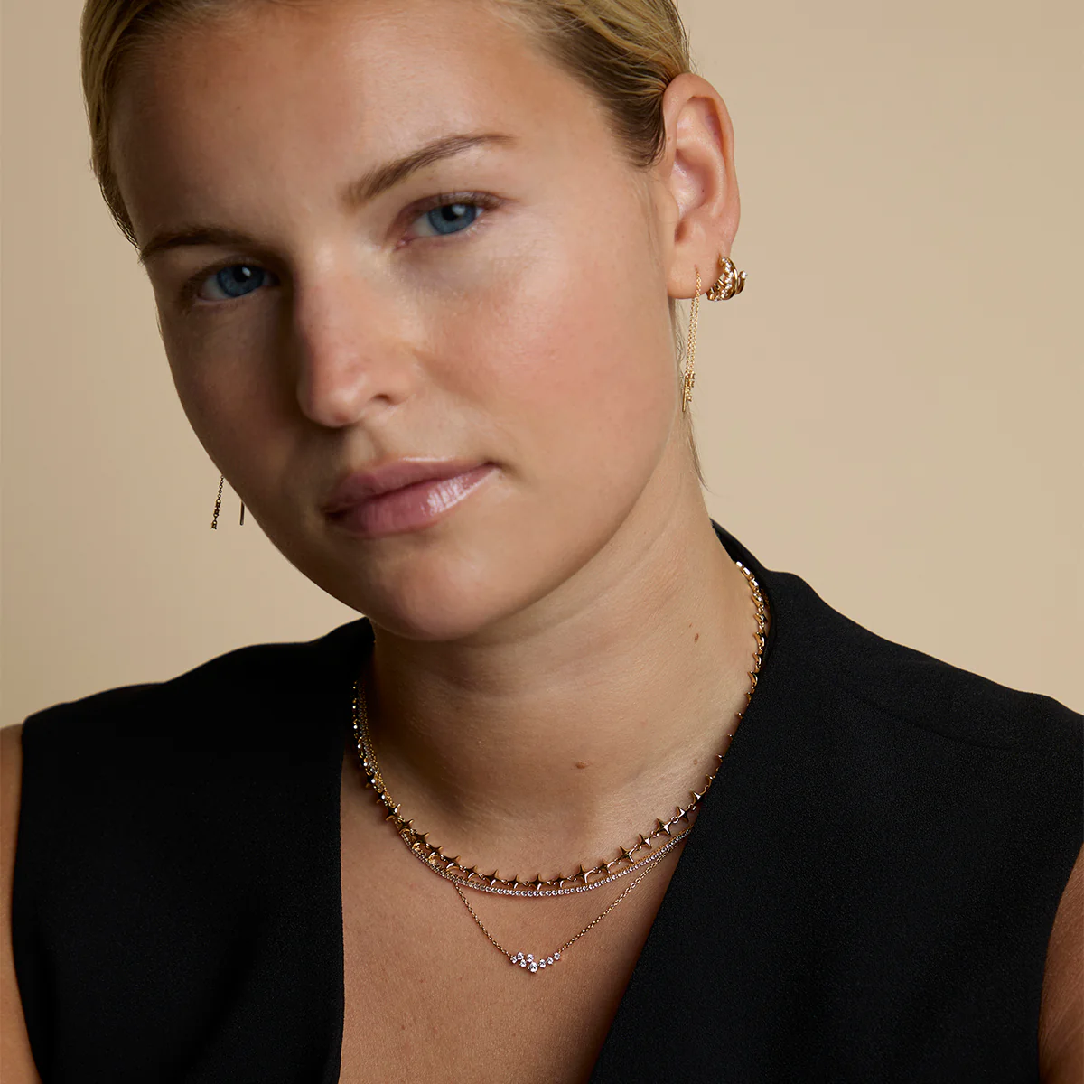 Crystal Scatter Necklace in Gold - Image 5
