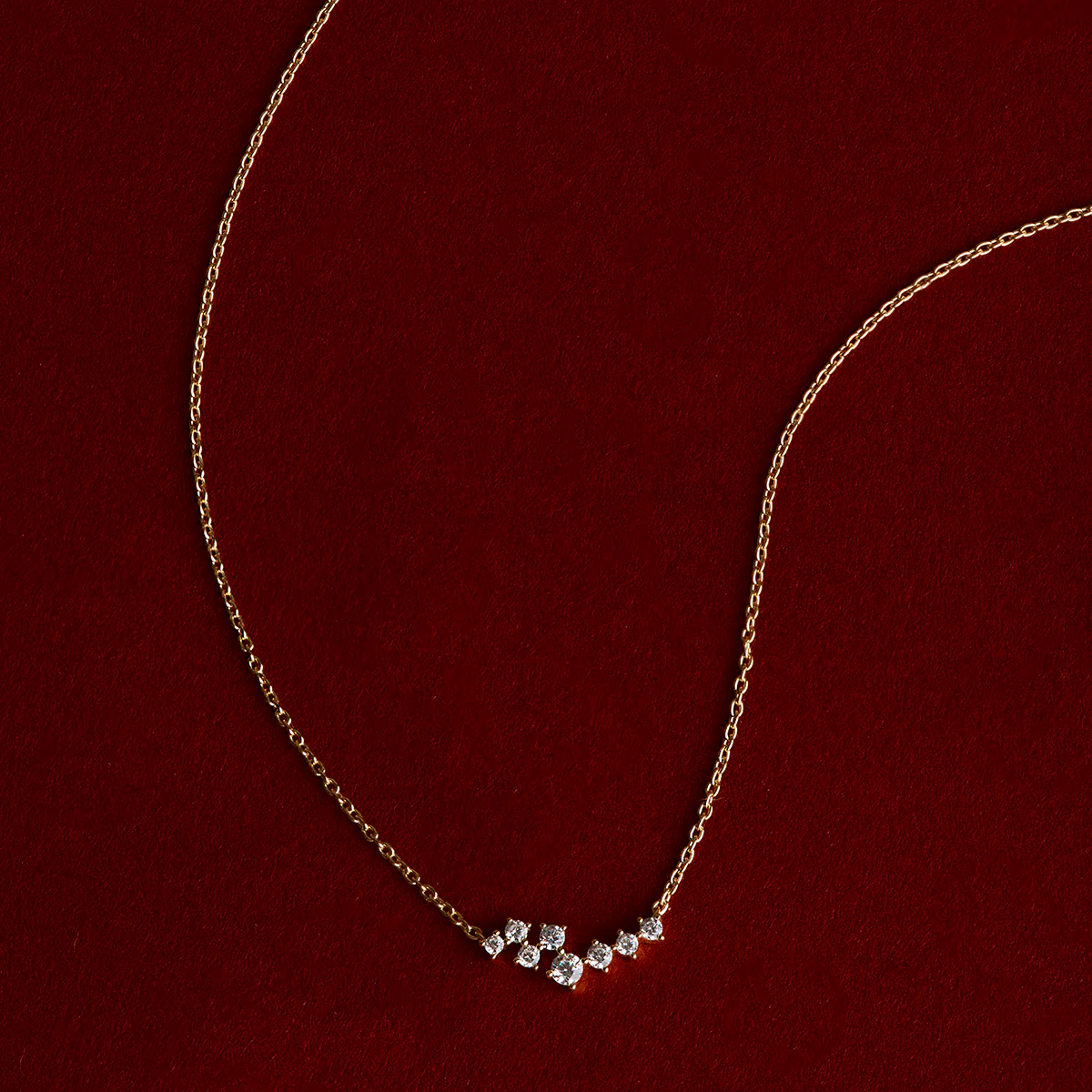 Crystal Scatter Necklace in Gold - Image 6