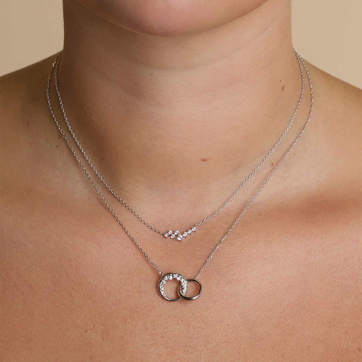 Crystal Scatter Necklace in Silver - Image 3