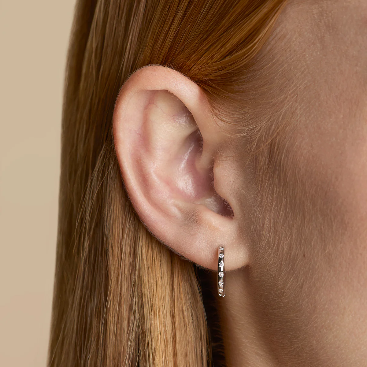 Crystal Set Hoops in Silver - Image 2
