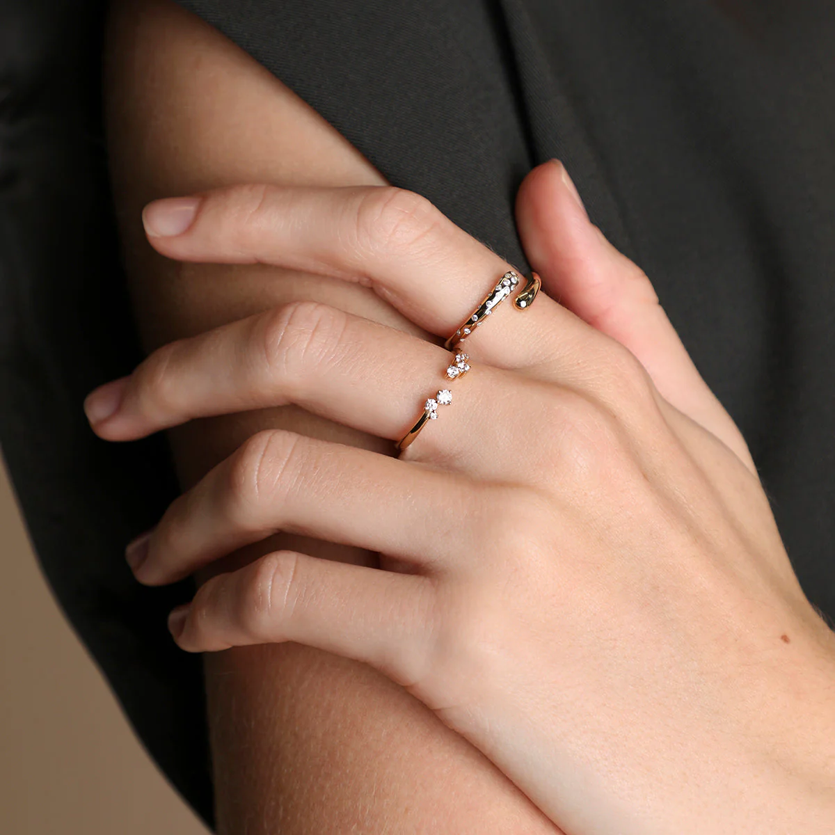 Crystal Trail Open Ring in Gold - Image 3