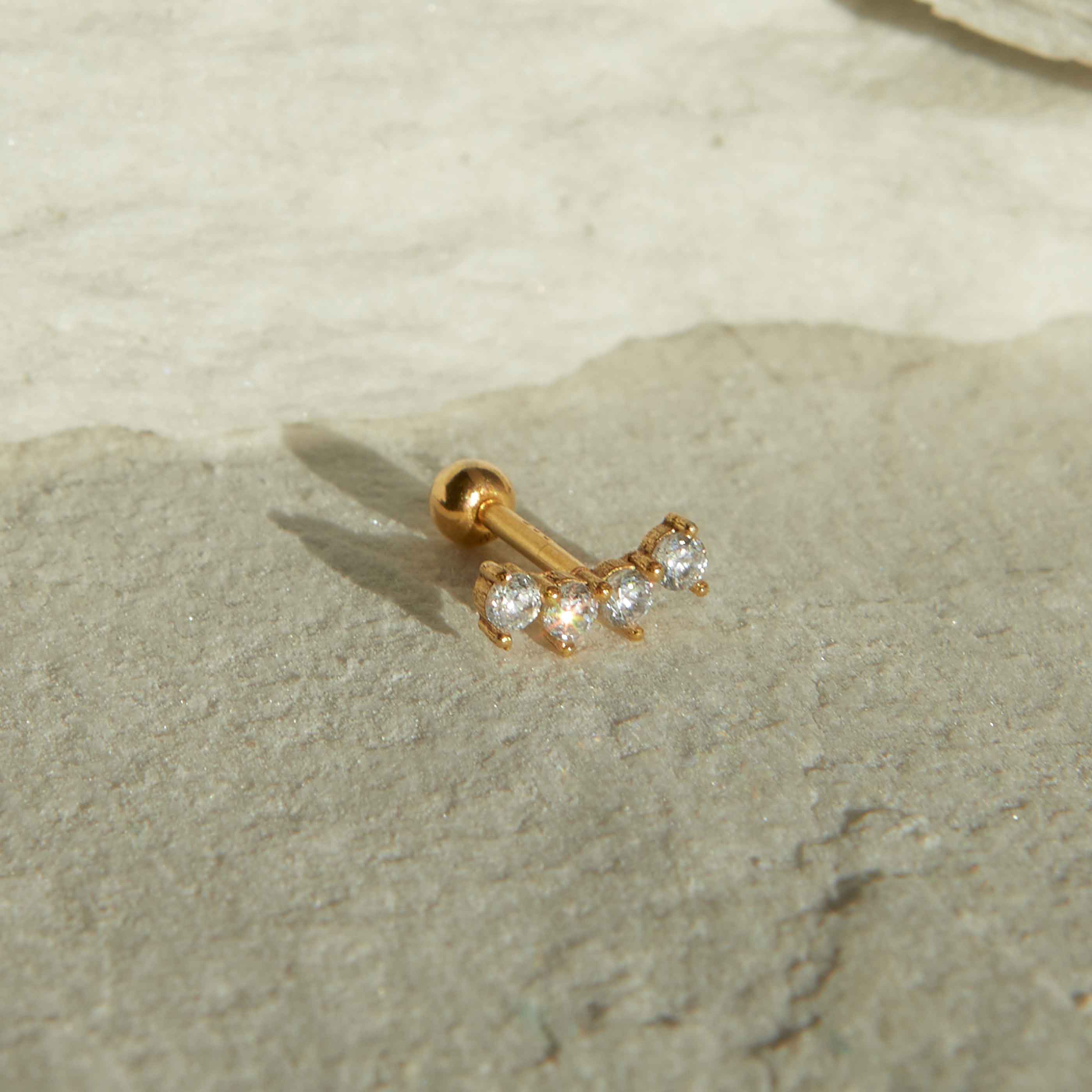 Curved Crystal Barbell in Gold - Image 4
