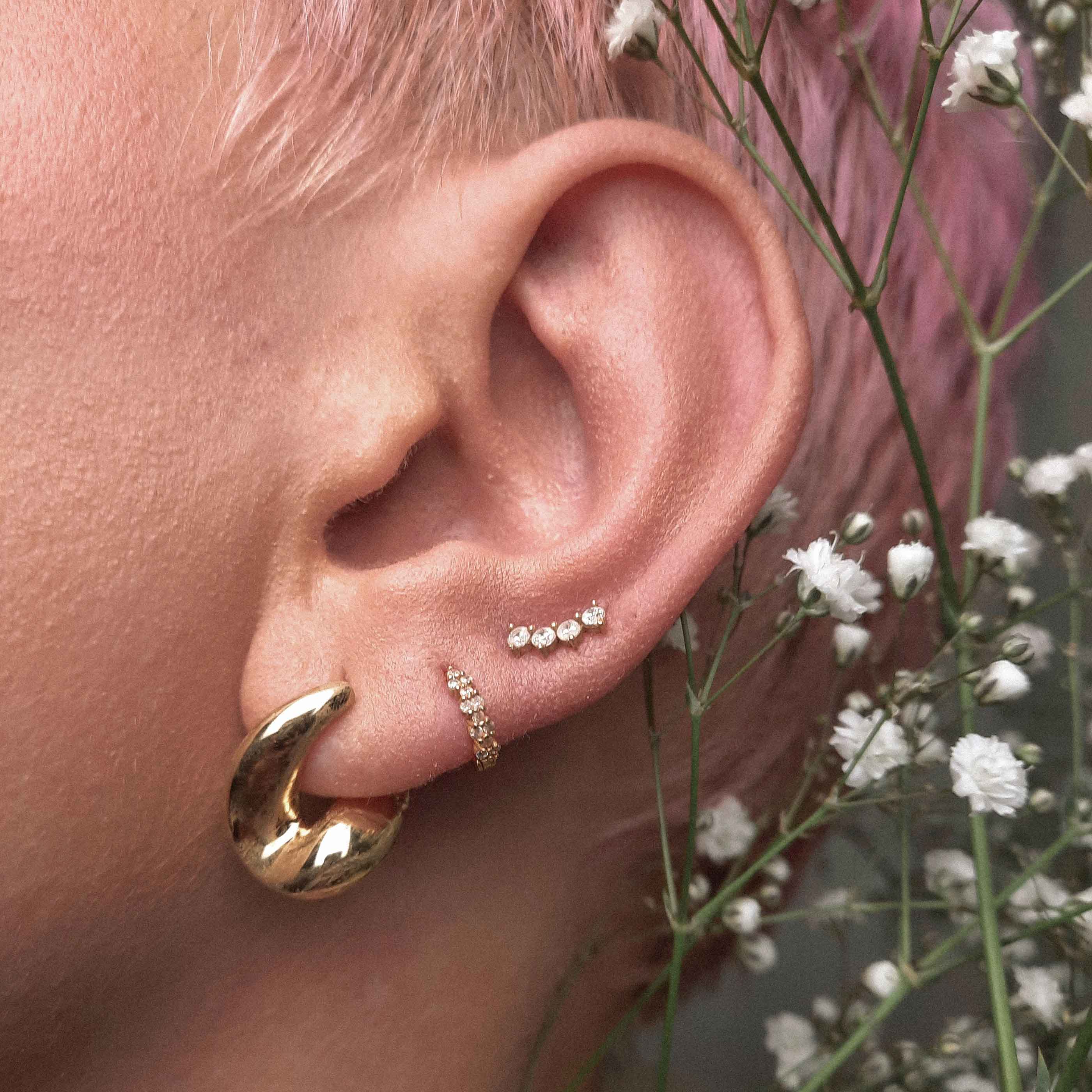 Curved Crystal Barbell in Gold - Image 6