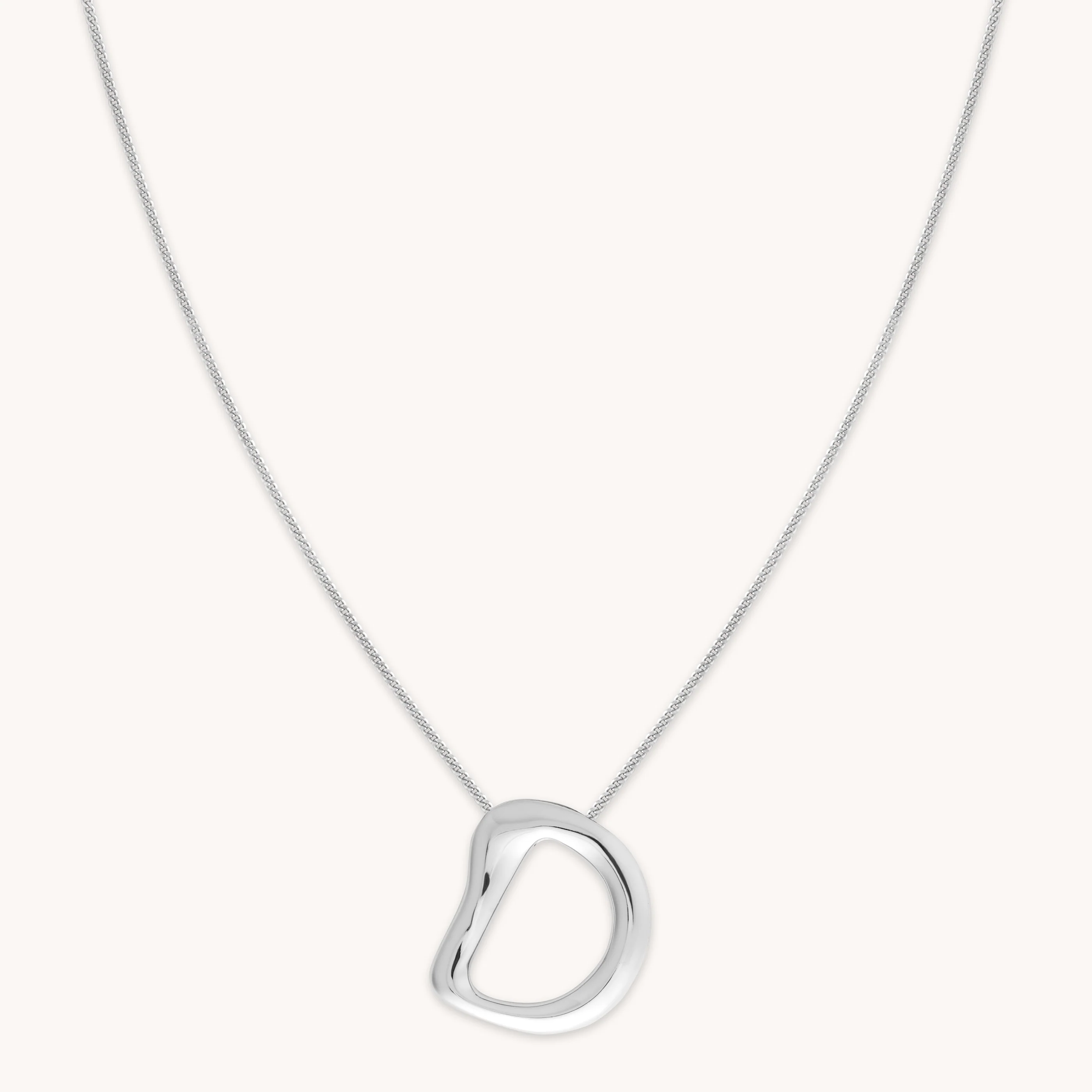 D Initial Bold Pendant Necklace in Silver