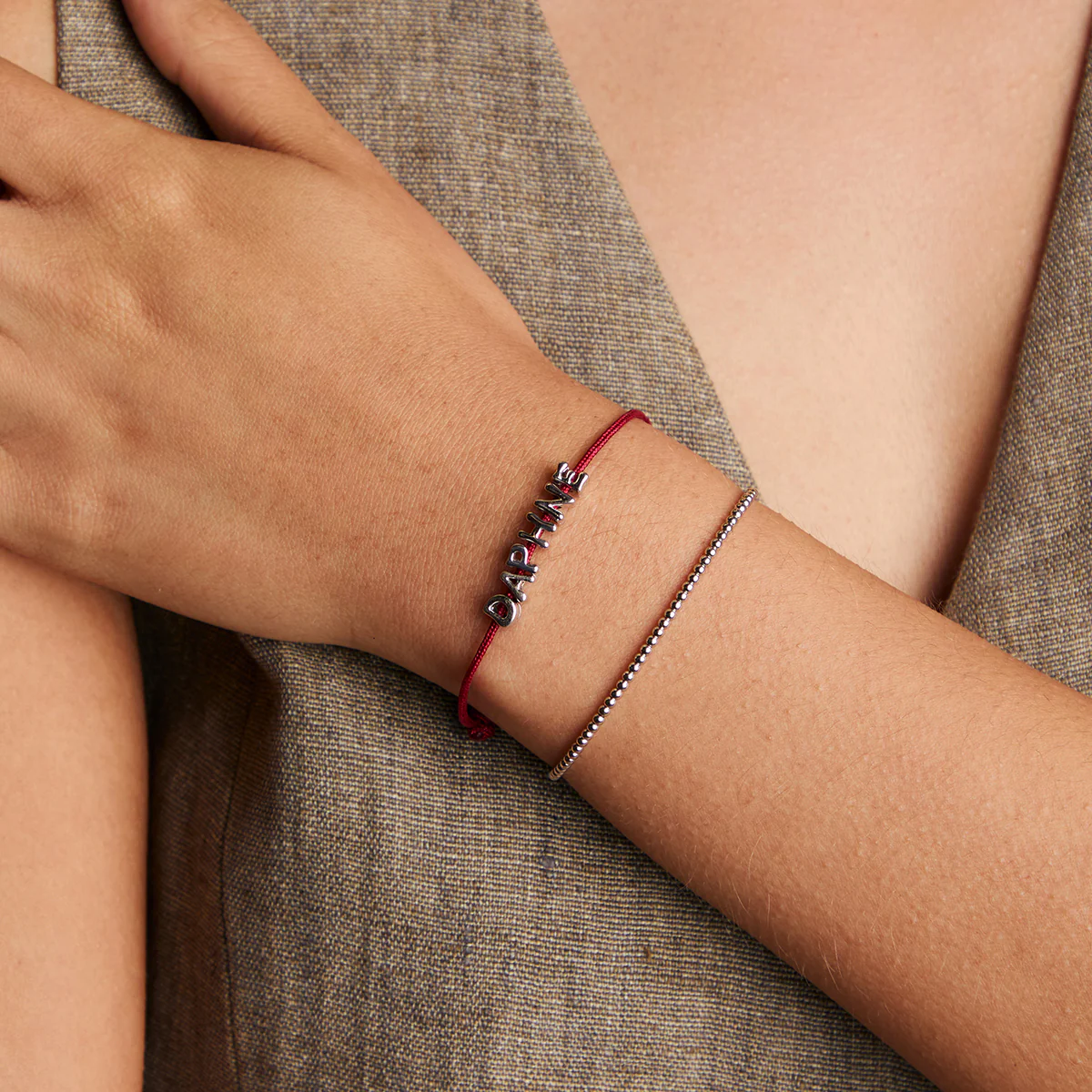 D Initial Click Charm in Solid White Gold - Image 3