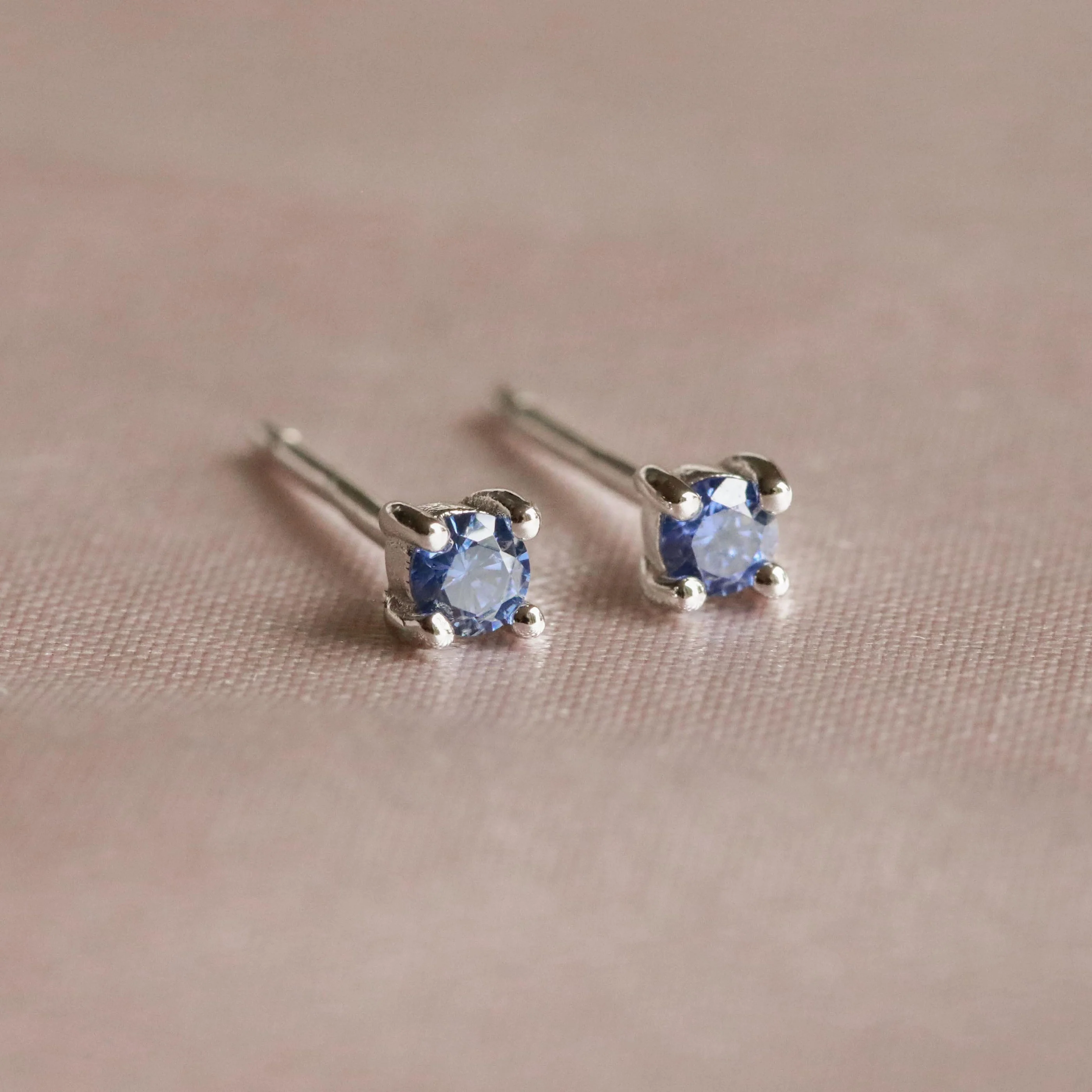 December Birthstone Stud Earrings in Silver with Tanzanite CZ - Image 3