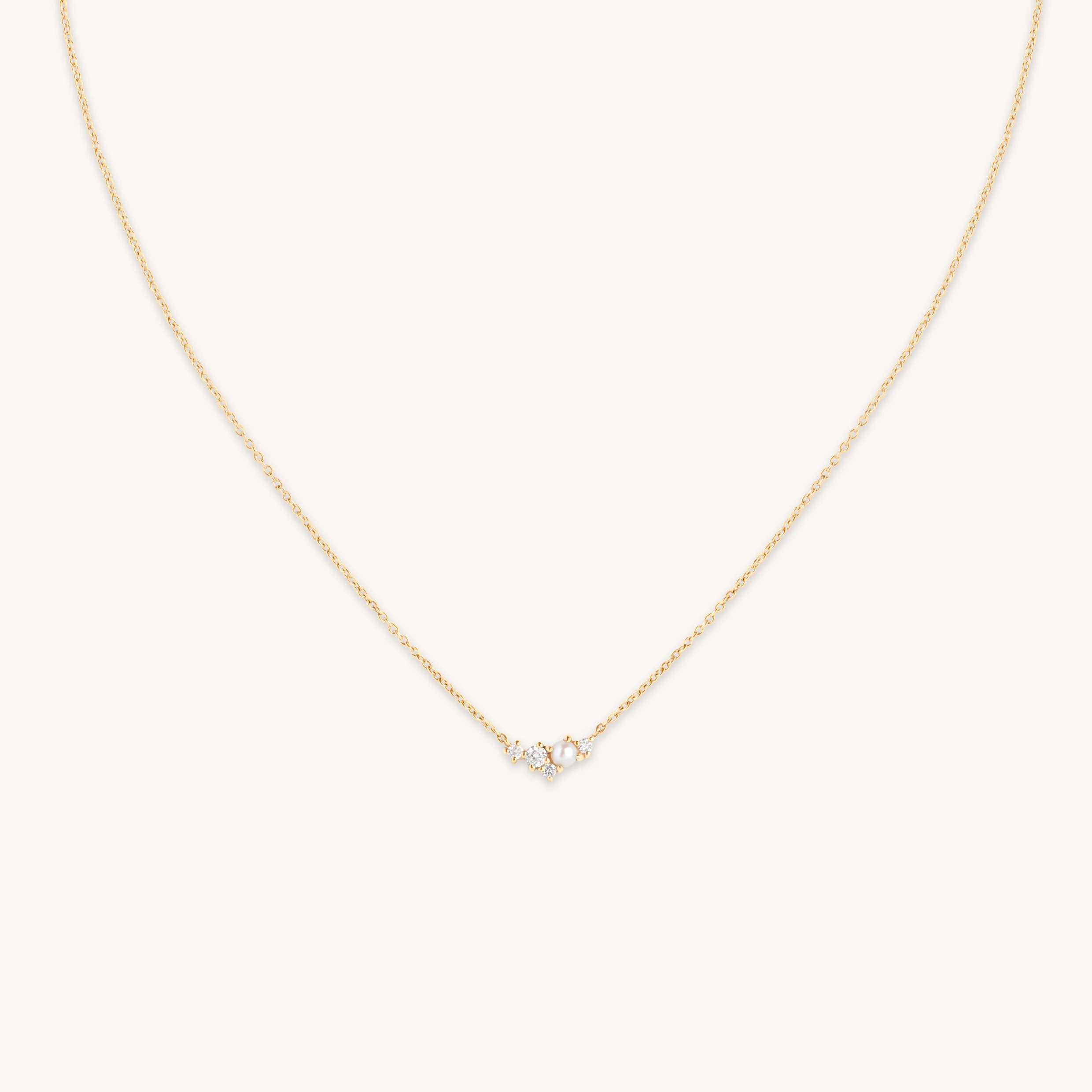 Diamond & Pearl Pendant Necklace in Solid Gold