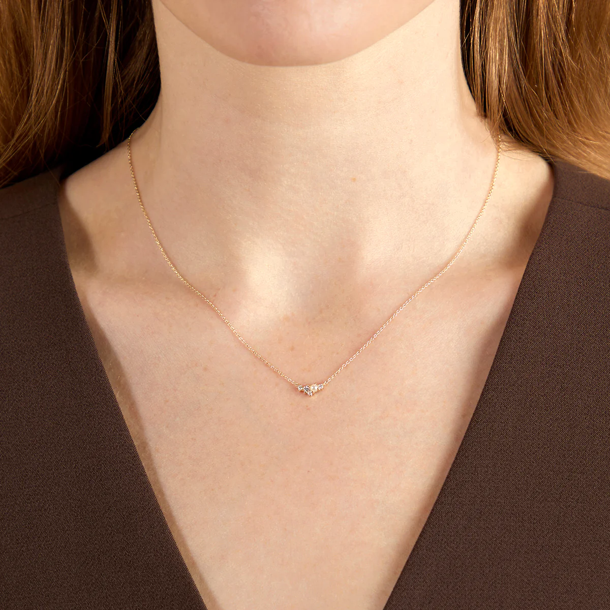 Diamond & Pearl Pendant Necklace in Solid Gold - Image 2