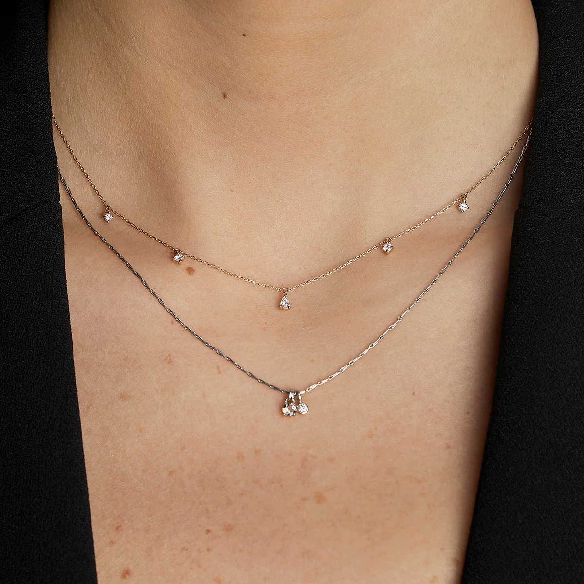 Diamond & Quartz Pendant Necklace in Solid White Gold - Image 3