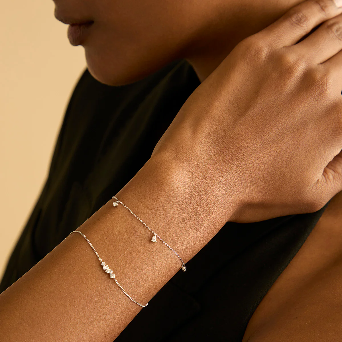 Diamond Charm Bracelet in Solid White Gold - Image 3