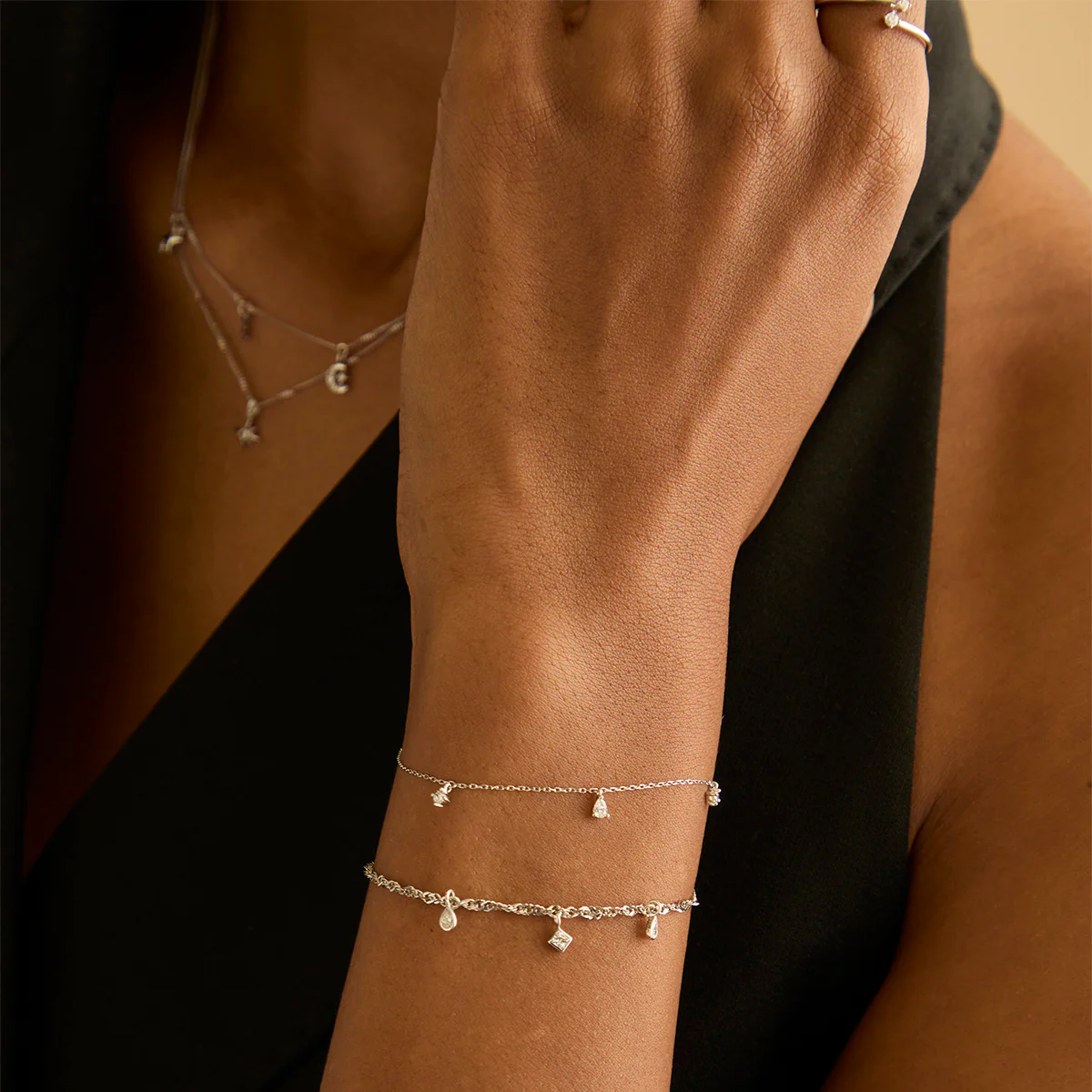 Diamond Charm Bracelet in Solid White Gold - Image 5