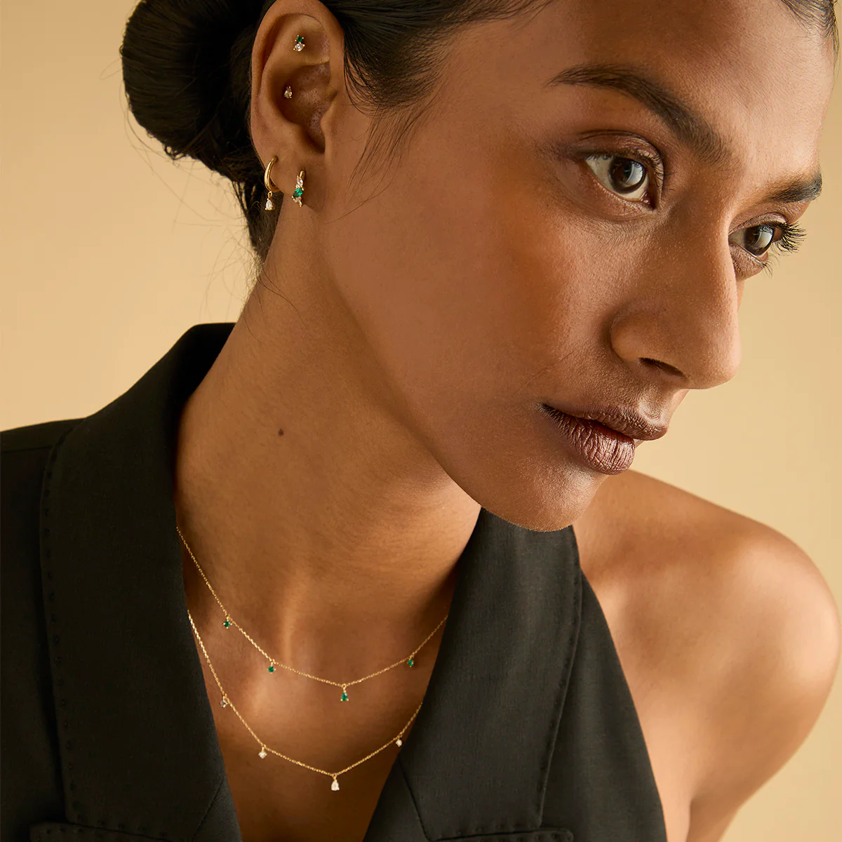 Diamond Charm Huggies in Solid Gold - Image 5