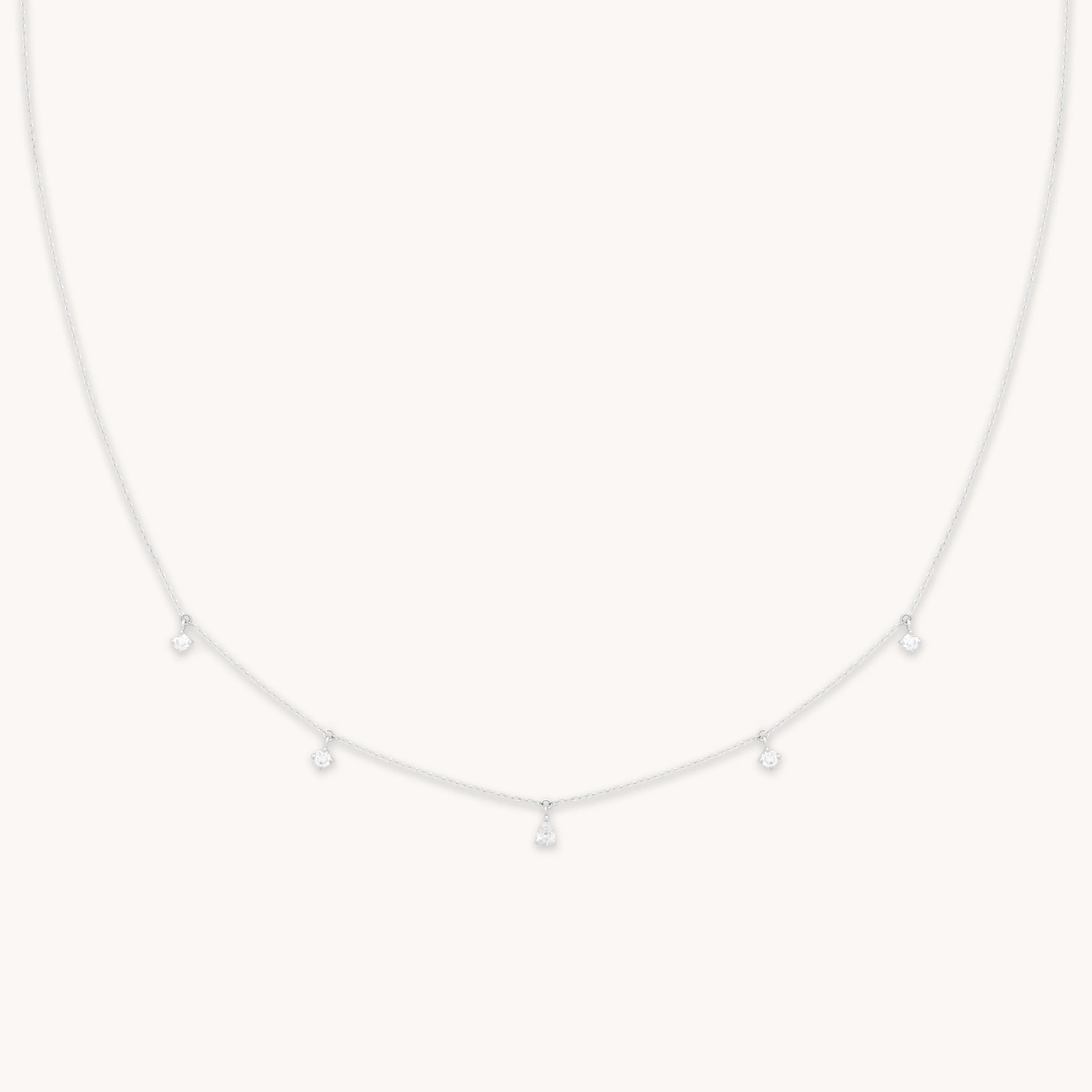 Diamond Charm Necklace in Solid White Gold