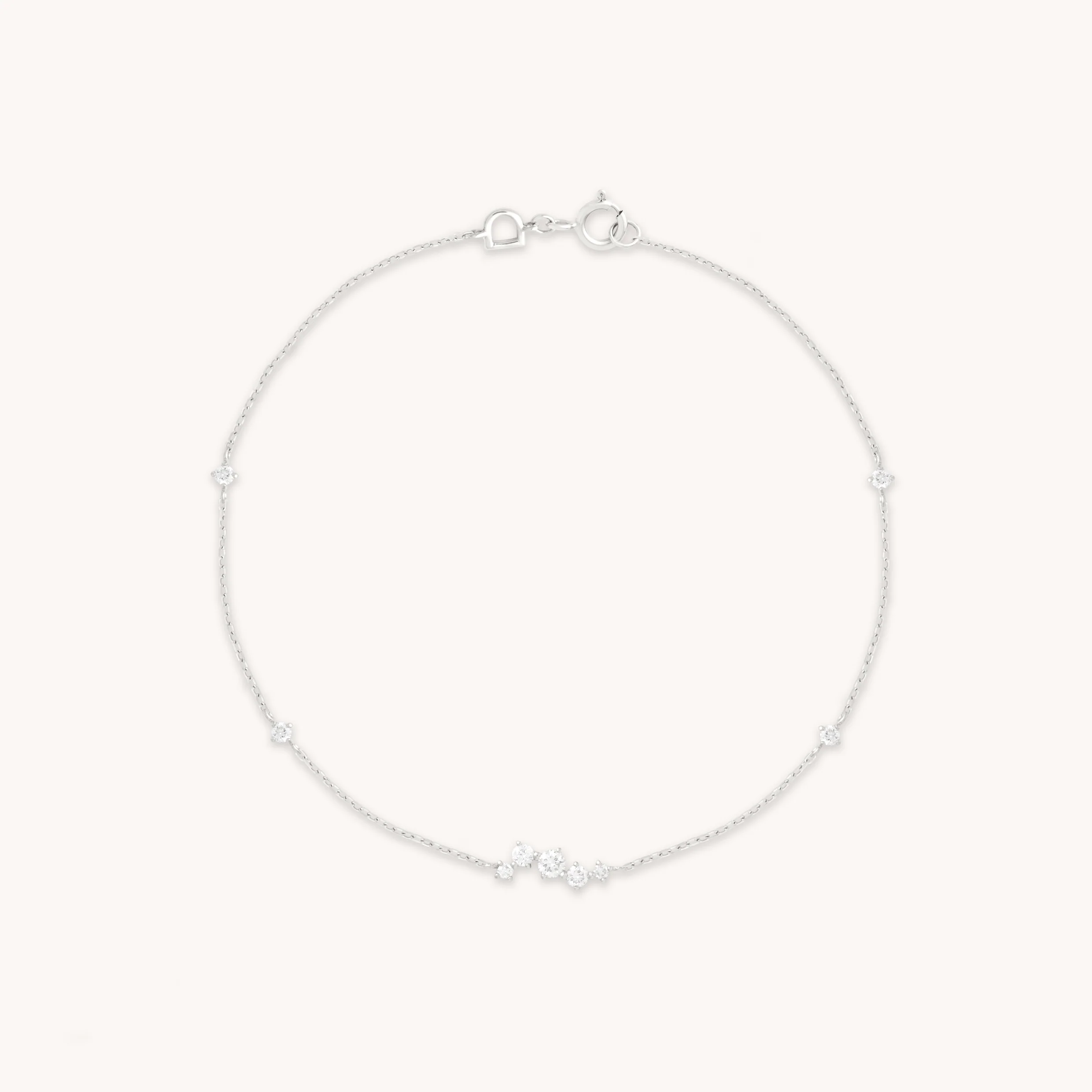Diamond Cluster Bracelet in Solid White Gold