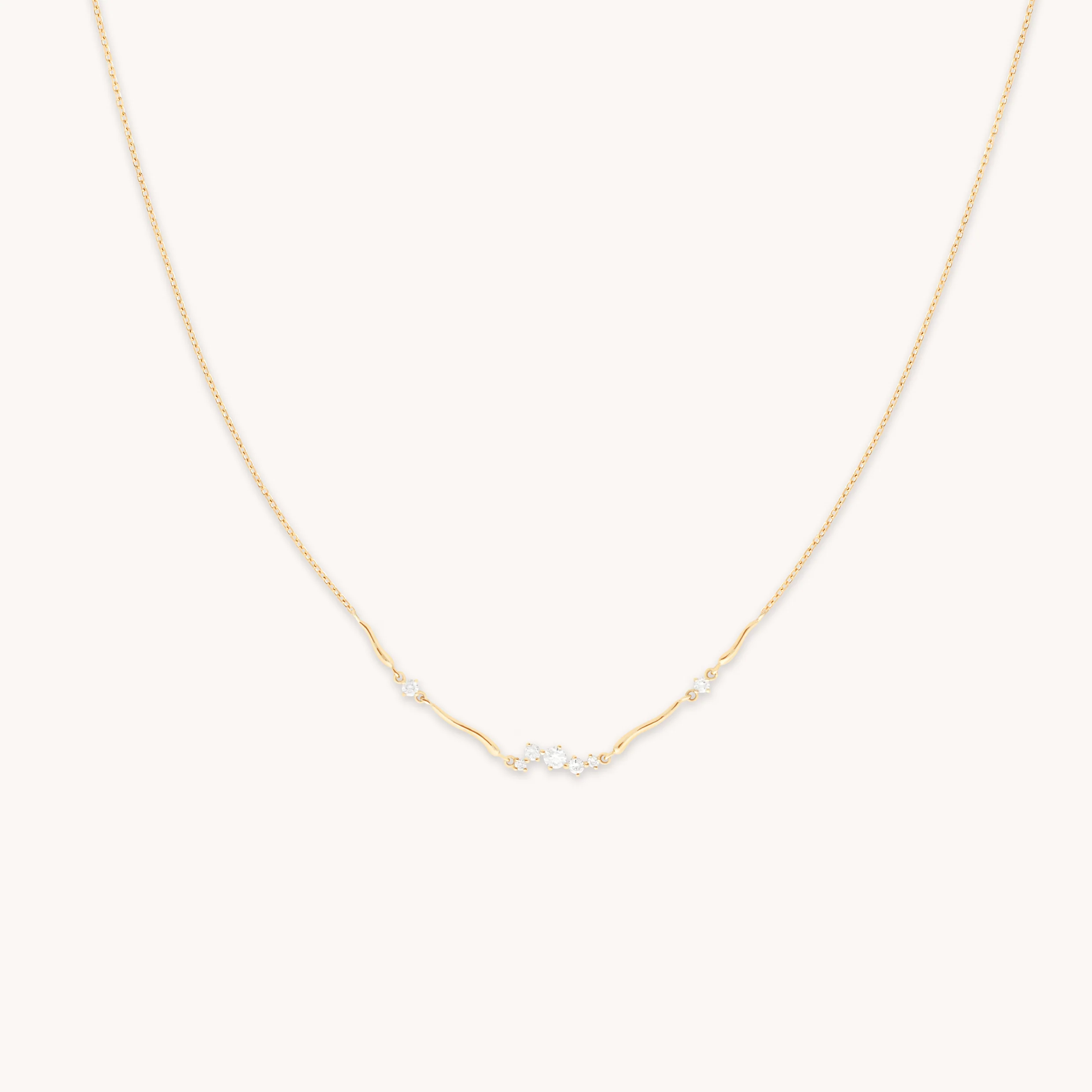 Diamond Cluster Molten Necklace in Solid Gold