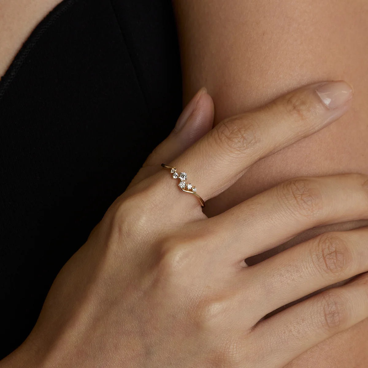 Diamond Cluster Ring in Solid Gold - Image 4