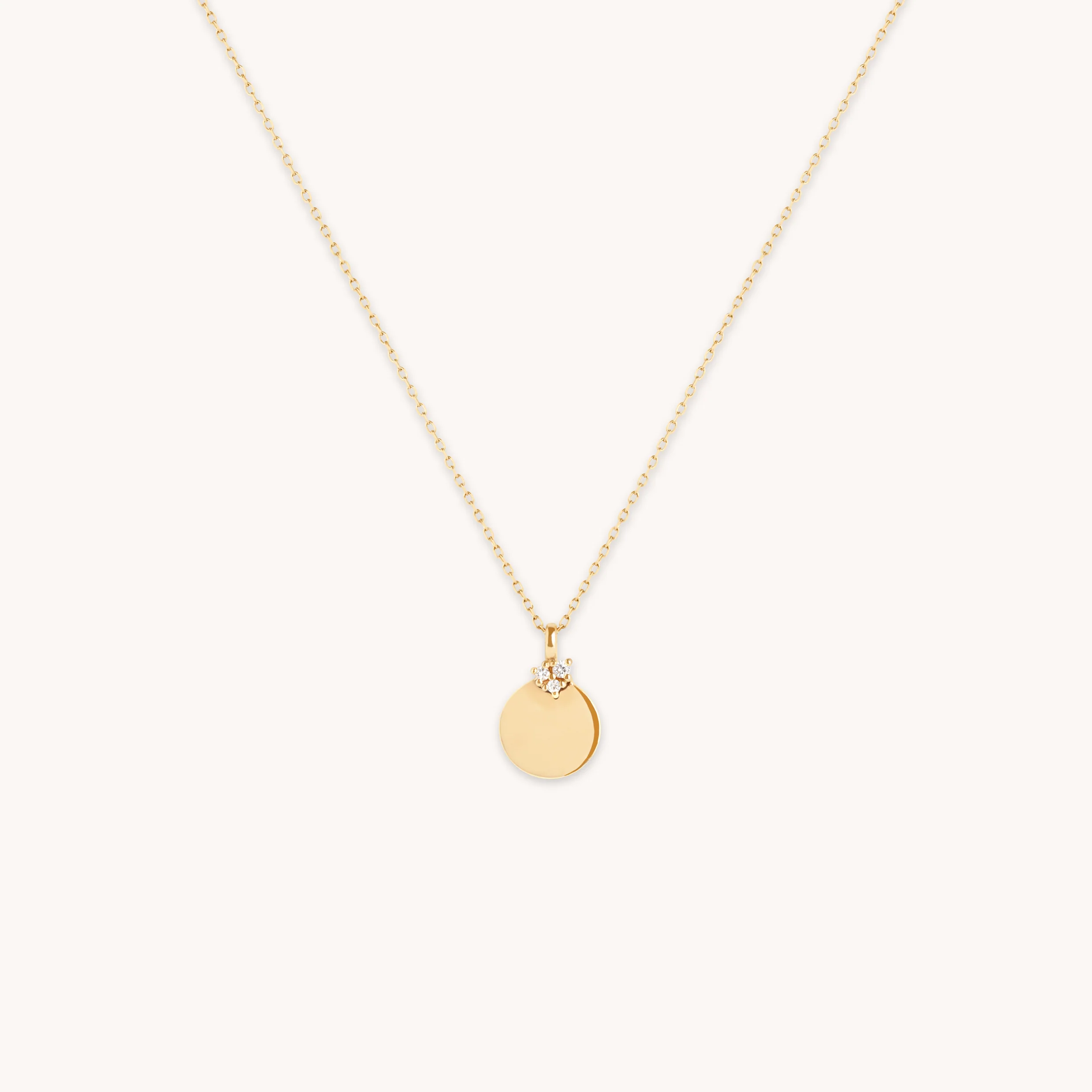 Diamond Coin Pendant Necklace in Solid Gold