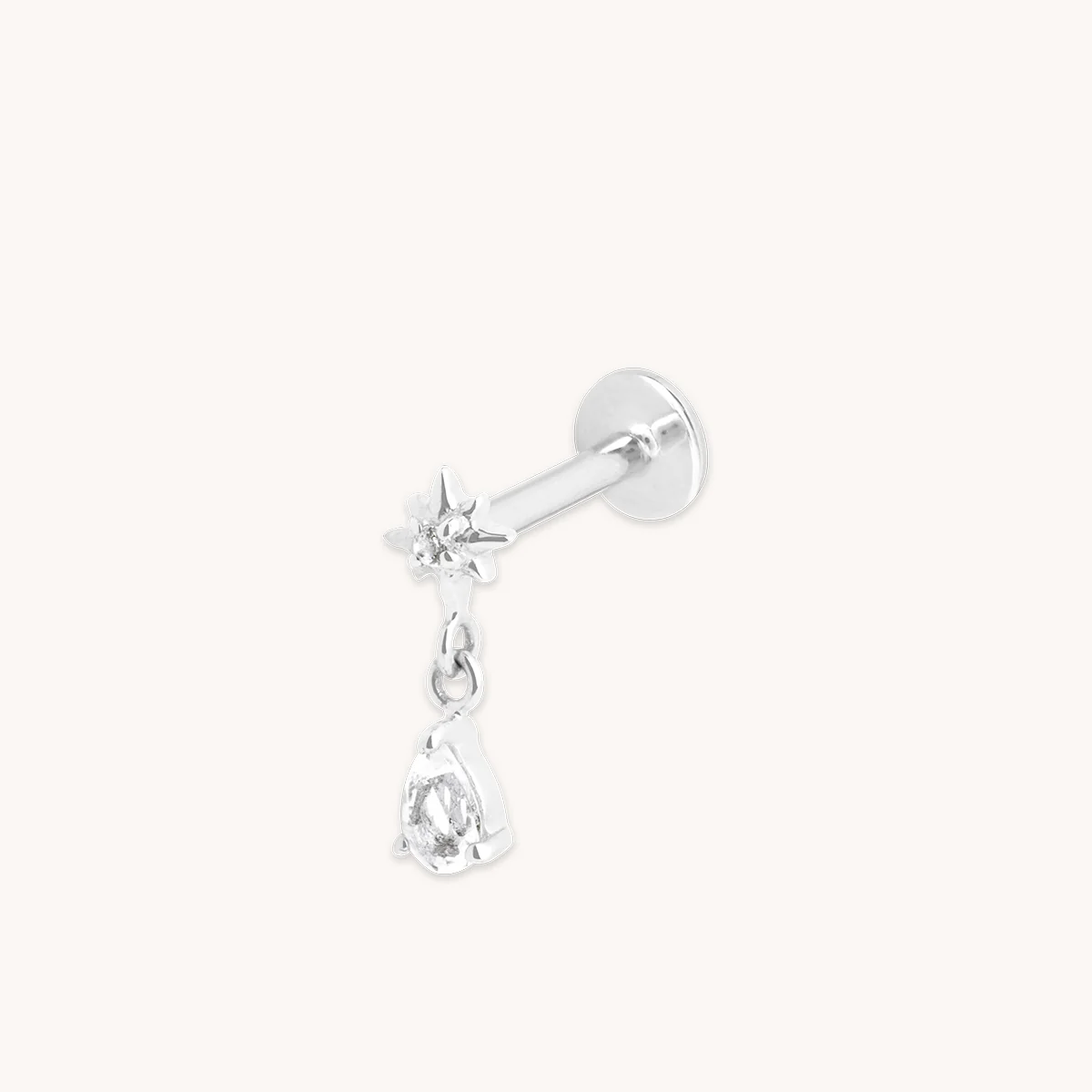 Diamond Cosmic Charm Piercing Stud in Solid White Gold