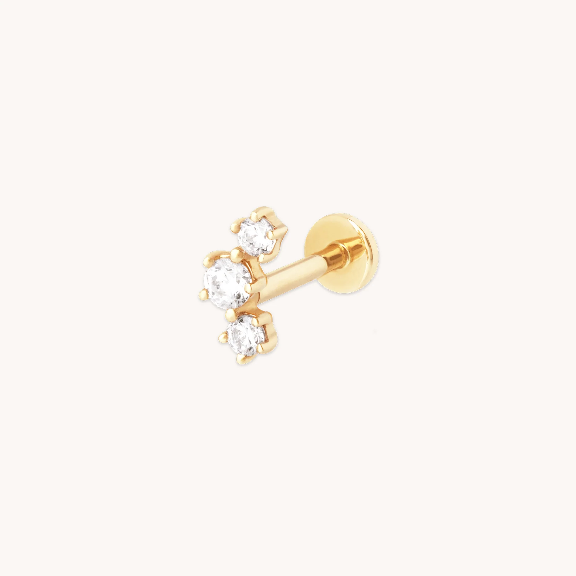 Diamond Curved Piercing Stud in Solid Gold