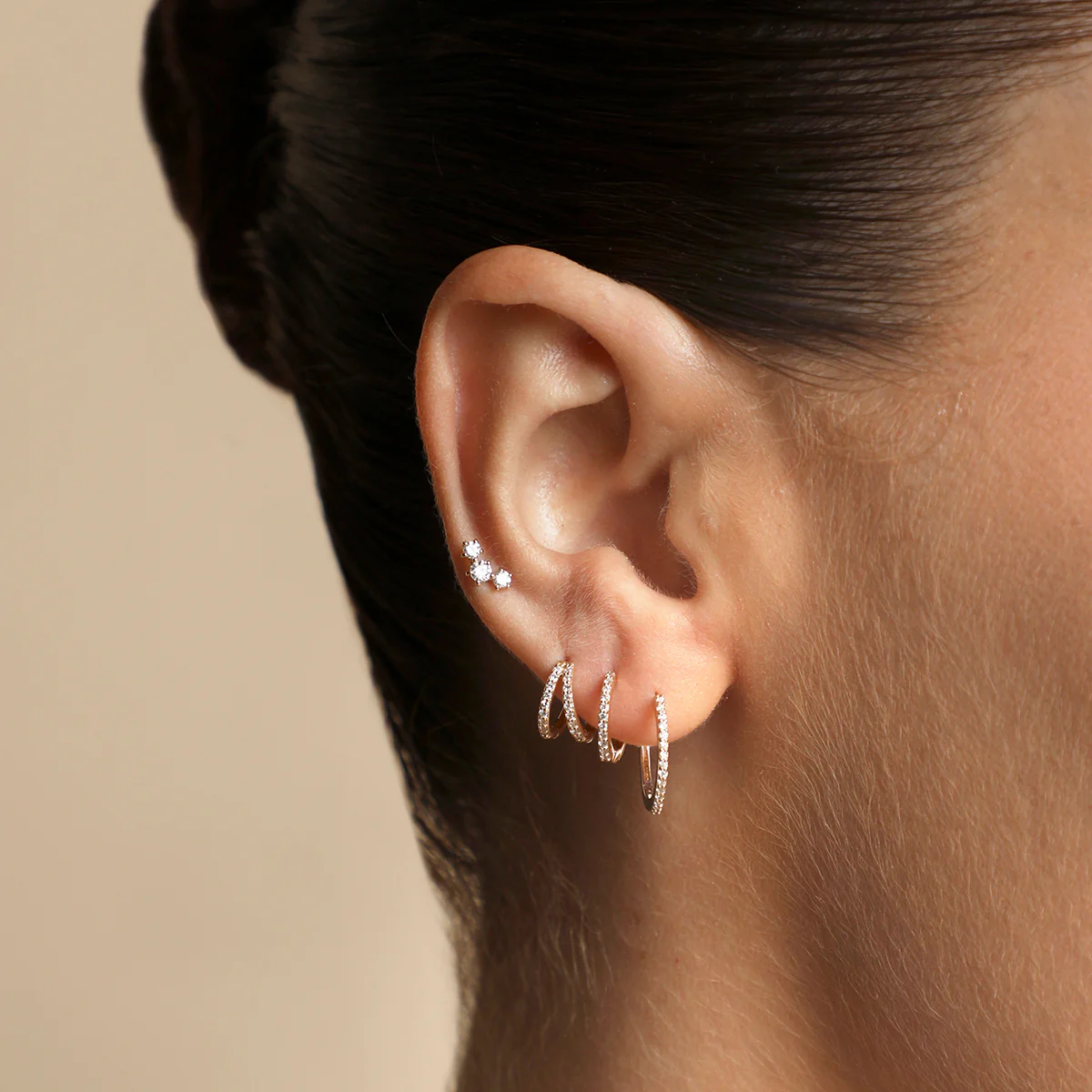 Diamond Curved Piercing Stud in Solid Gold - Image 3