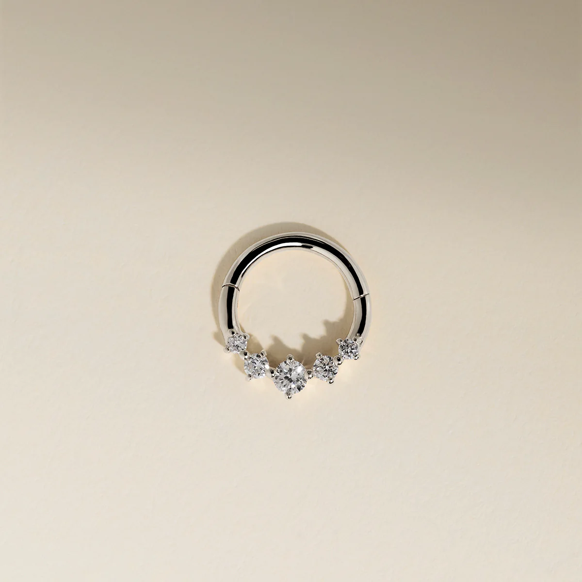 Diamond Daith Hoop in Solid White Gold