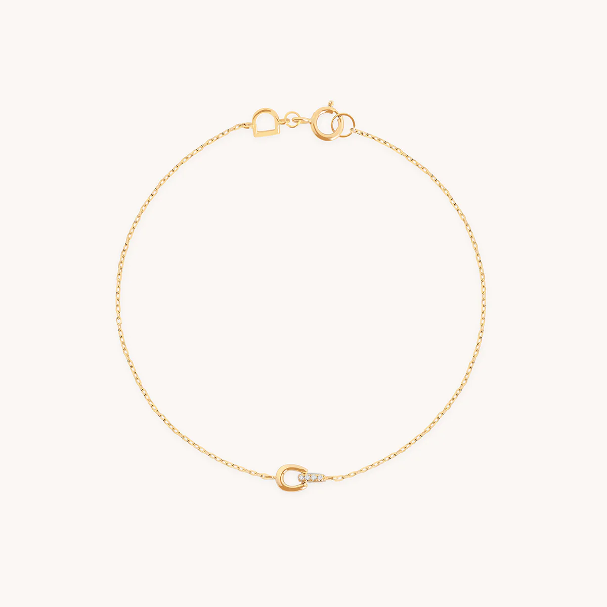Diamond Hardware Pendant Bracelet in Solid Gold
