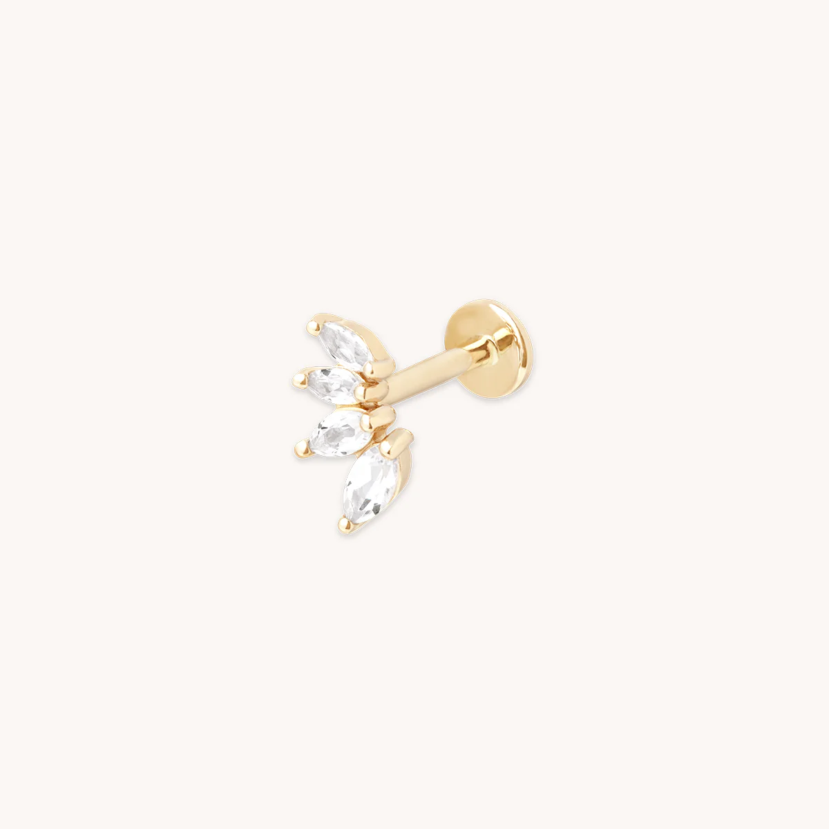 Diamond Marquise Fan Piercing Stud in Solid Gold