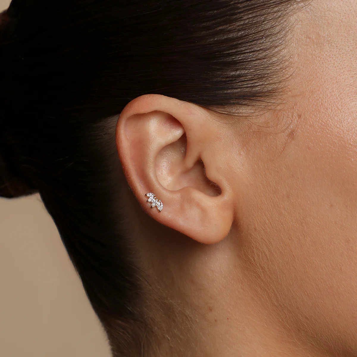 Diamond Marquise Fan Piercing Stud in Solid Gold - Image 2