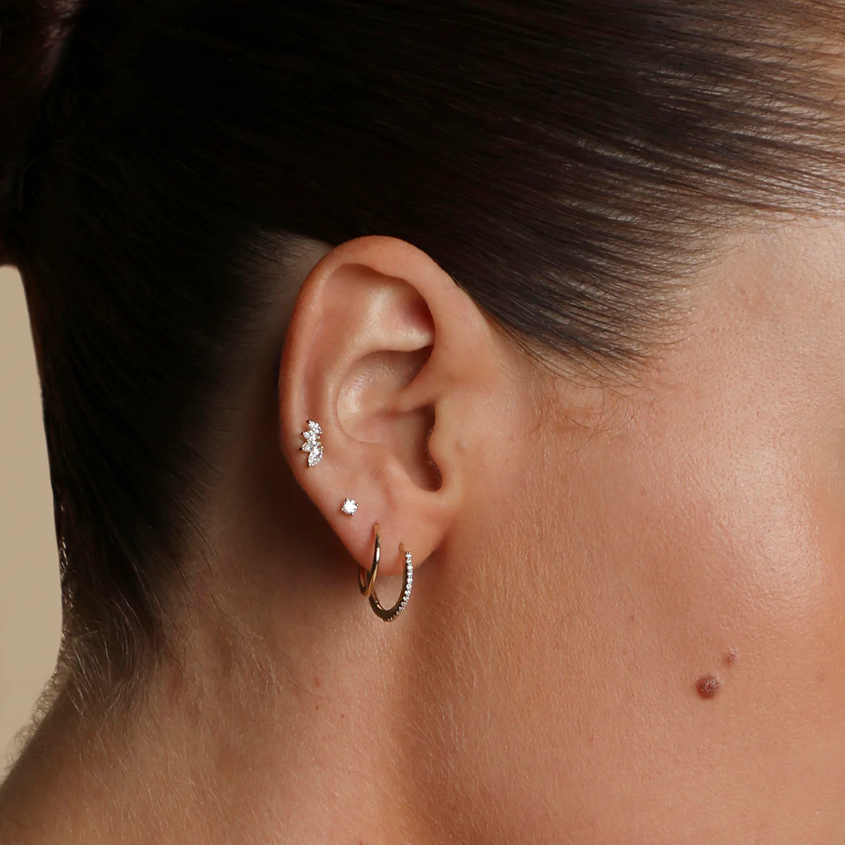Diamond Marquise Fan Piercing Stud in Solid Gold - Image 3