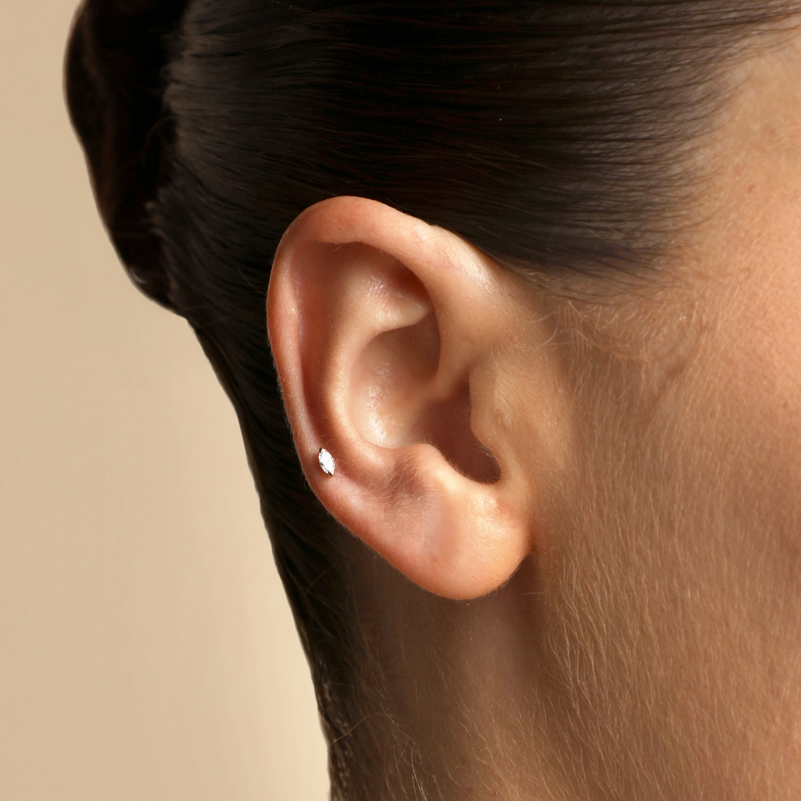 Diamond Marquise Piercing Stud in Solid Gold - Image 2