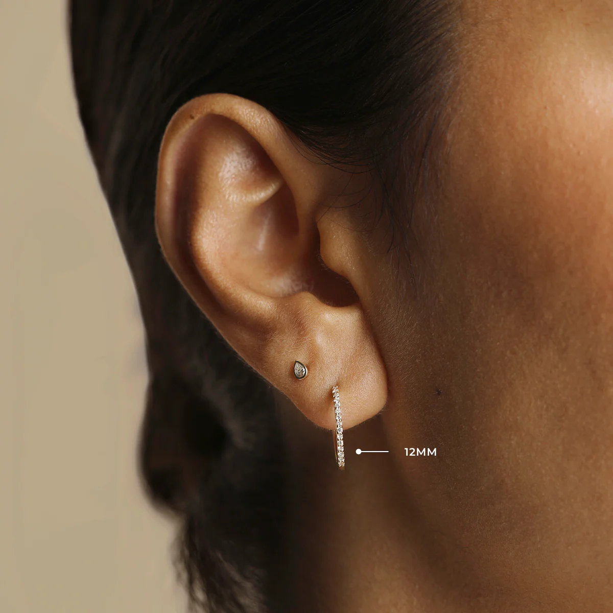 Diamond Pavé Hoops in Solid Gold - Image 3