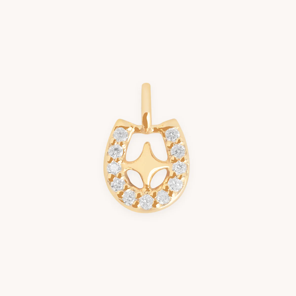 Diamond Pavé Horseshoe Charm 9k Gold