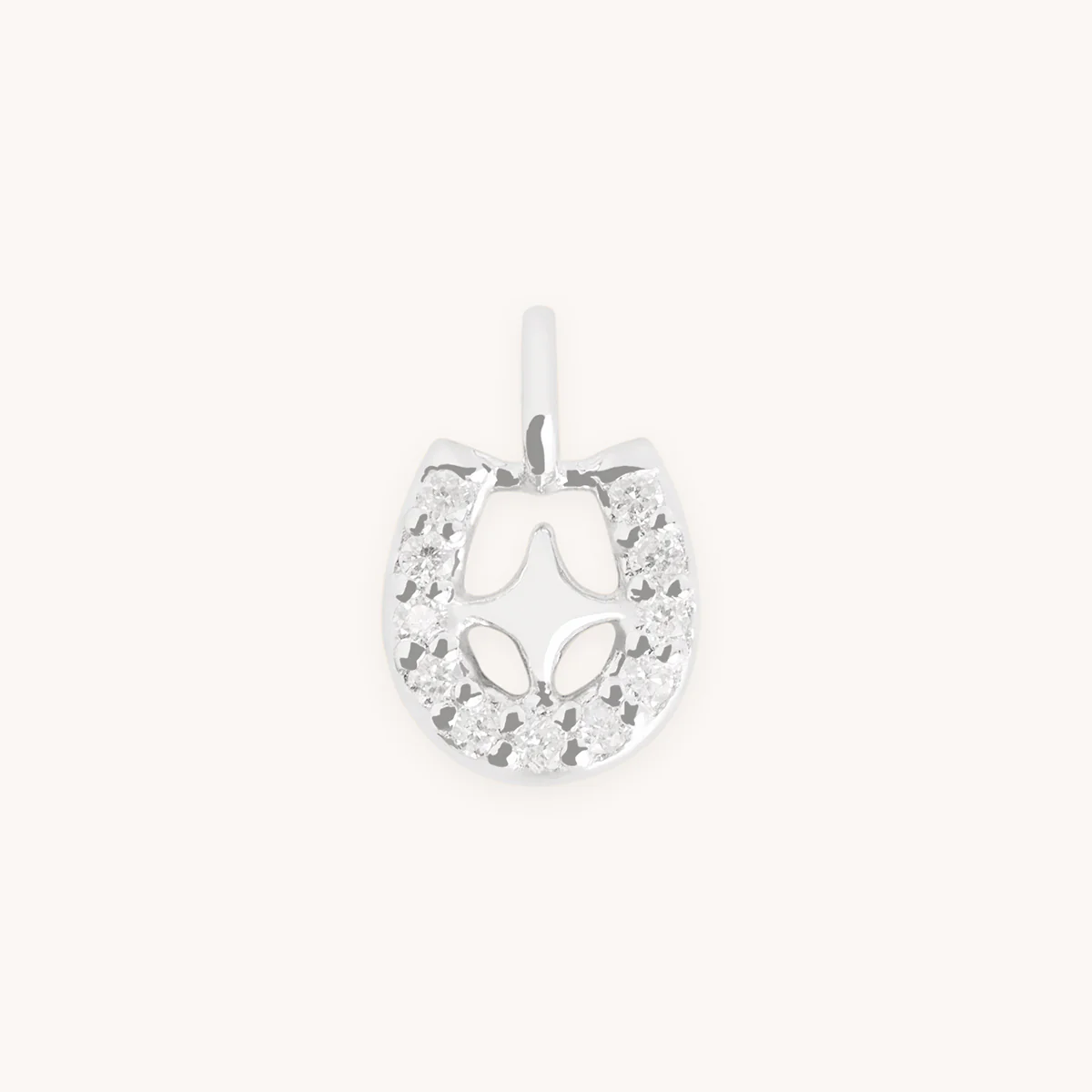 Diamond Pavé Horseshoe Charm 9k White Gold