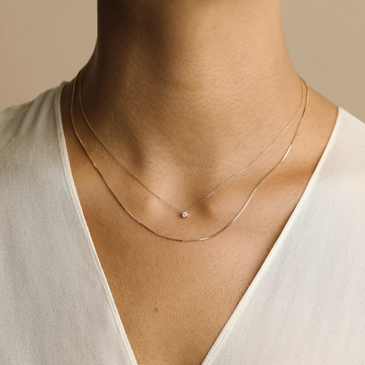 Diamond Solitaire Pendant Necklace in Solid Gold - Image 3