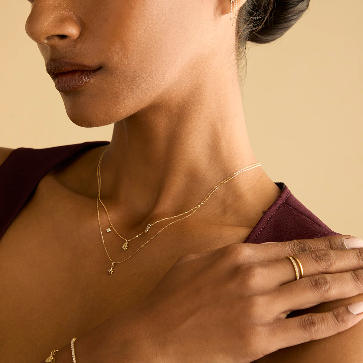 Diamond Square Charm 9k Gold - Image 3