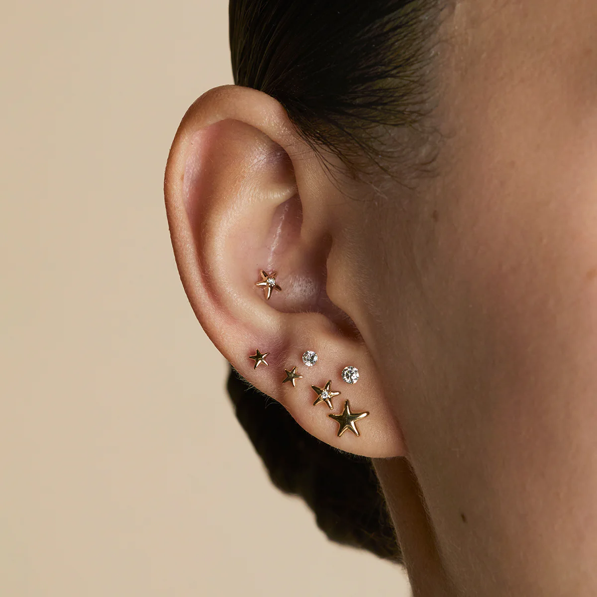 Diamond Star Piercing Stud in Solid Gold - Image 3