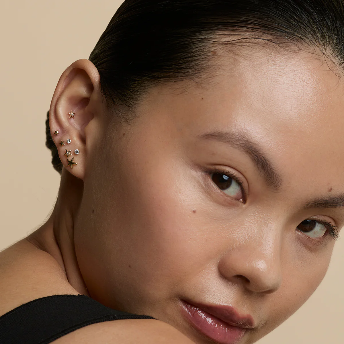 Diamond Star Piercing Stud in Solid Gold - Image 5