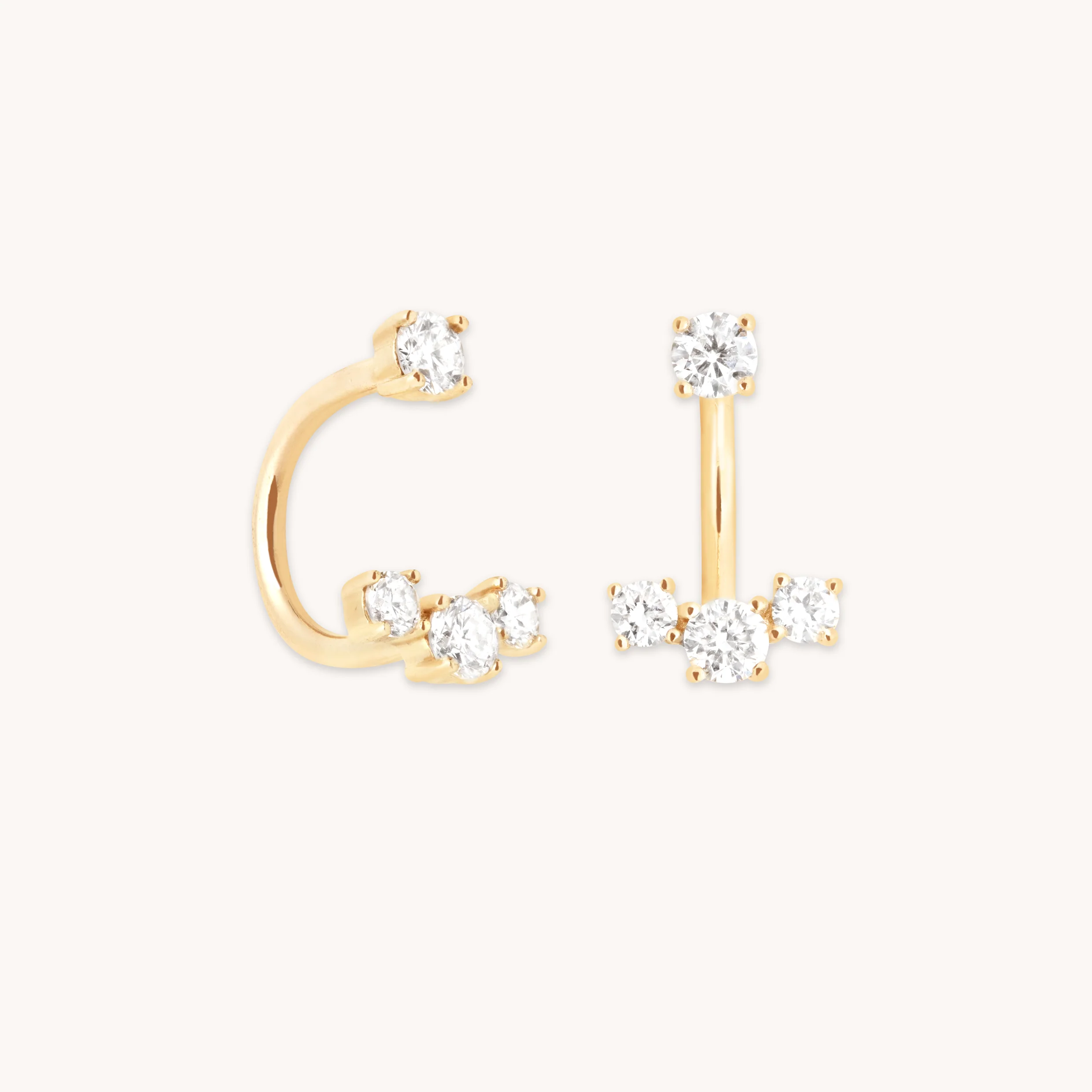 Diamond Trio Ear Jacket in Solid Gold