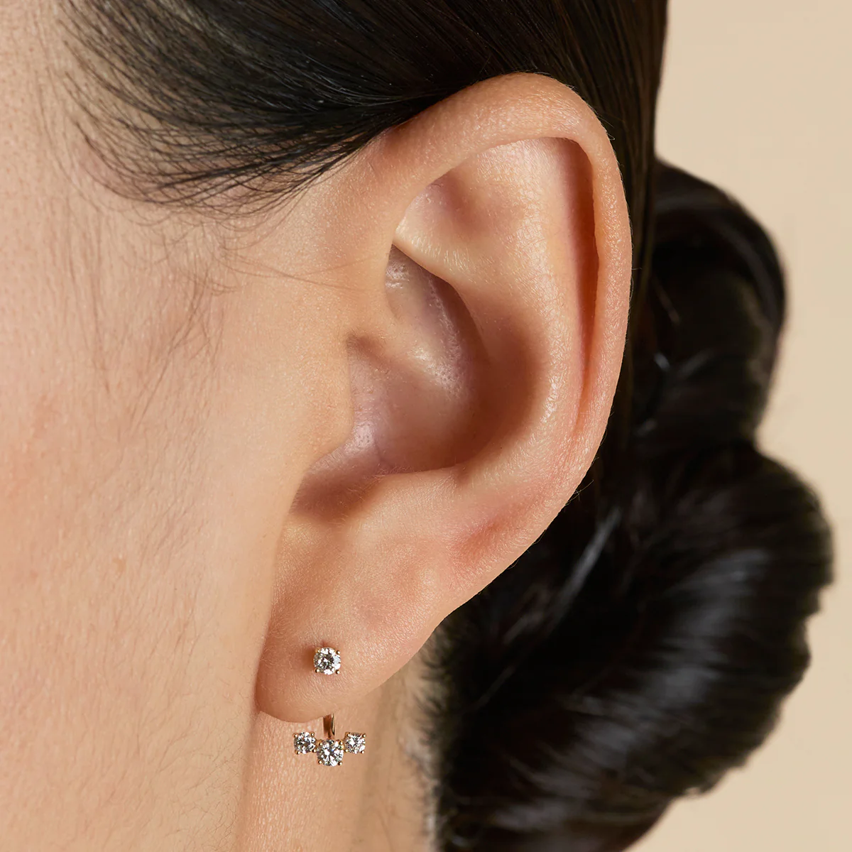 Diamond Trio Ear Jacket in Solid Gold - Image 2