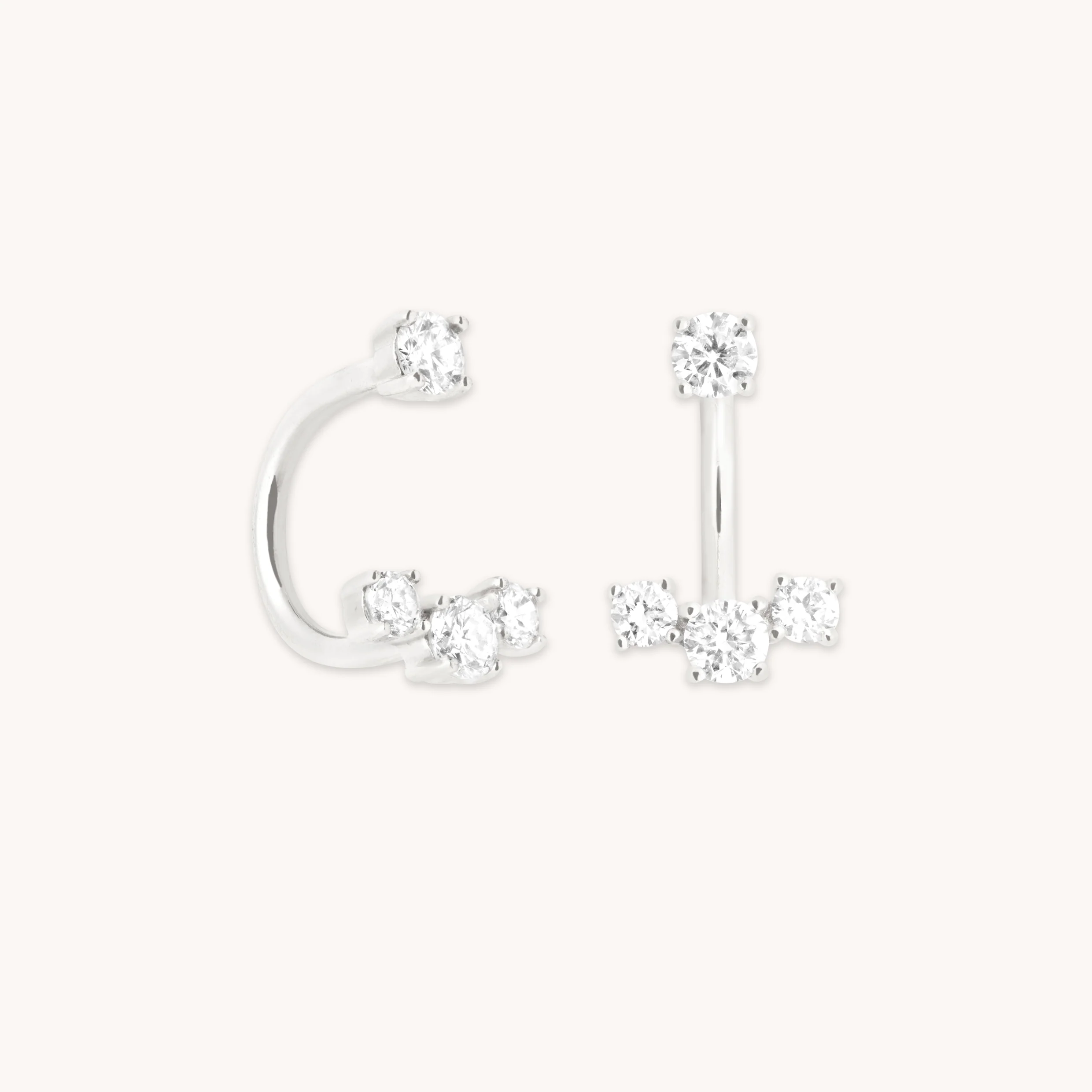 Diamond Trio Ear Jacket in Solid White Gold